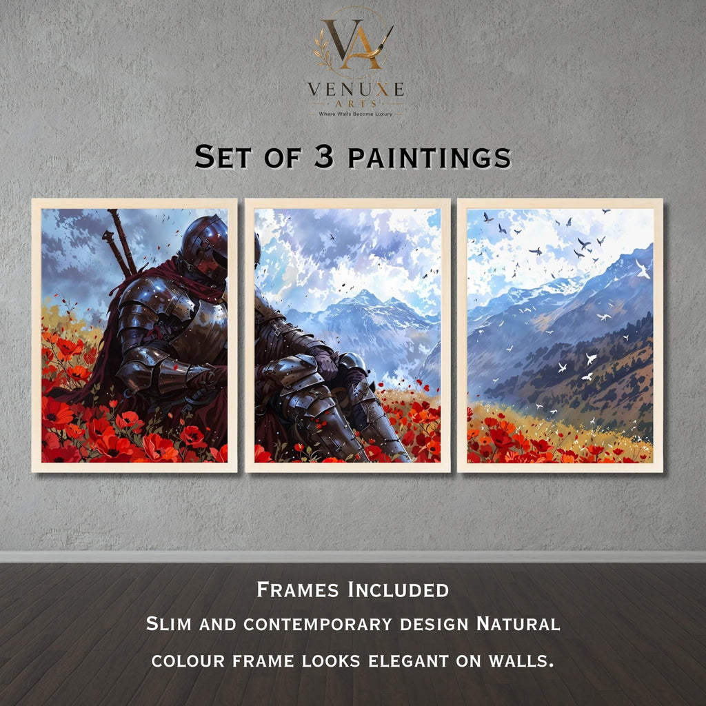VENUXE ARTS Set Of 3 Anime Characters Wall Framed |Anime Characters Framed Poster for Living Room Bedroom Gaming Room Studio Wall Decor