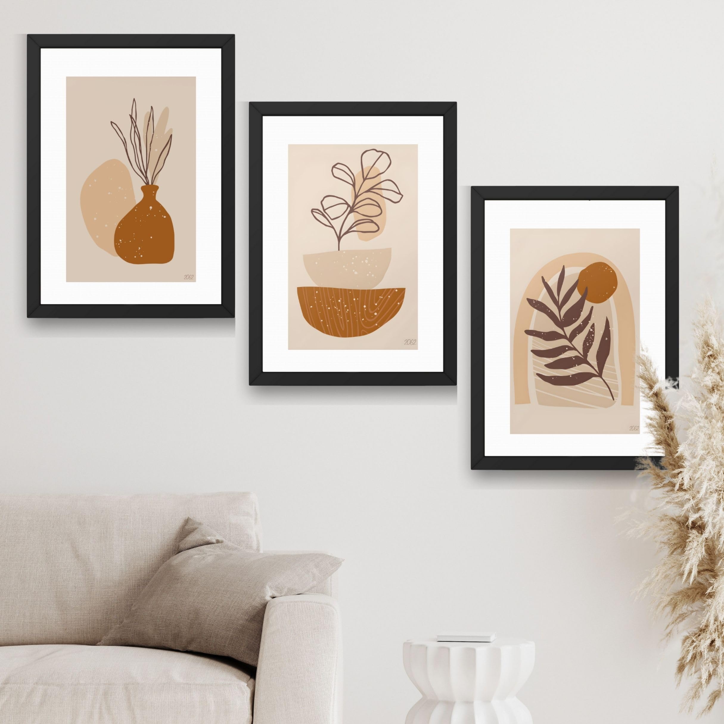 CRAFT QUEST Wall Art Decor Paintings | Set of 3 FLORAL Wall Art Frames for Home Decoration | Ideal for Living Room, Bedroom & Offices