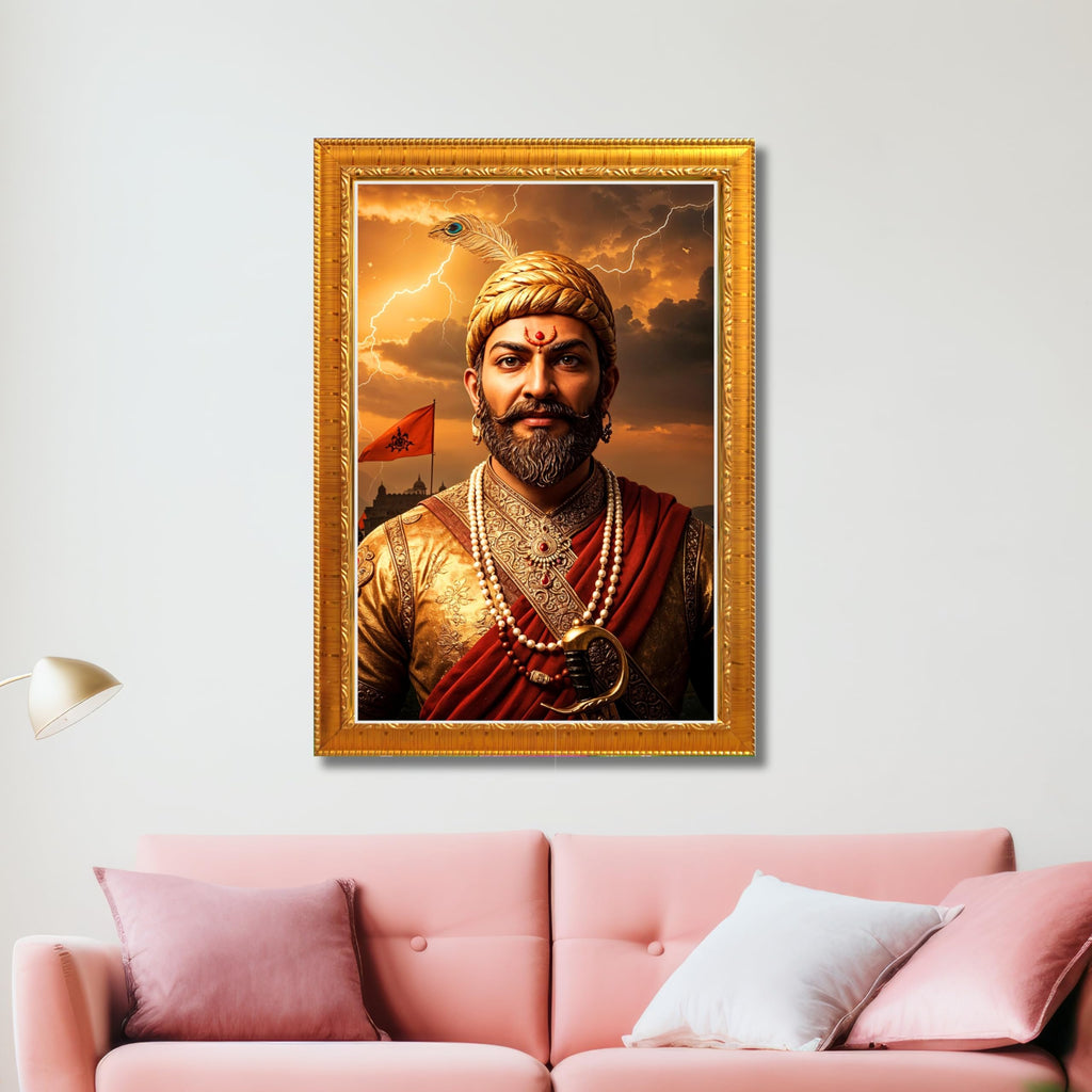 CRAFT QUEST Shivaji Chhatrapati Maharaj Wall Photo Frame | For Living, Pooja Room | Wall Decoration Item | Best Gifting Option