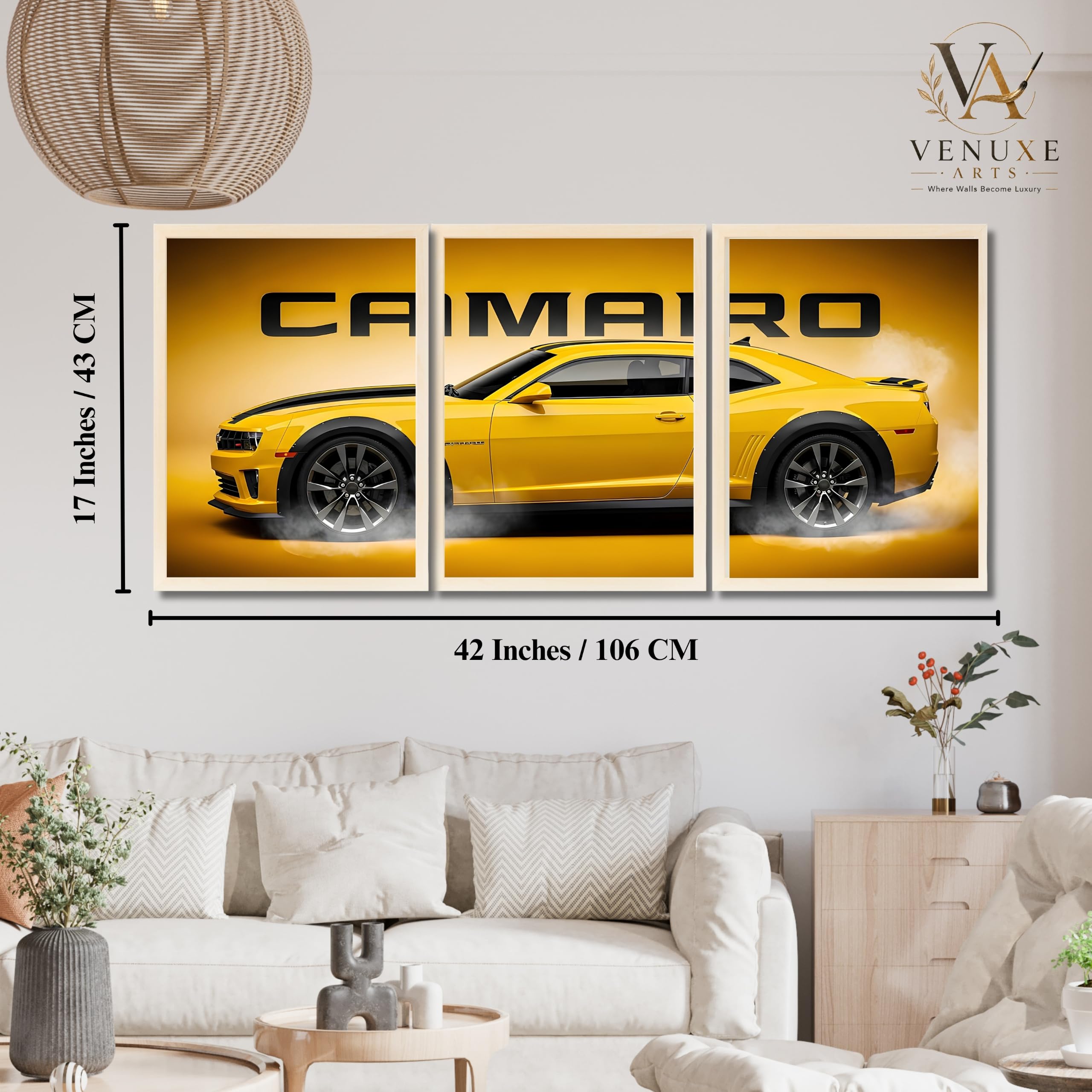 VENUXE ARTS Set Of 3 Big Sports Cars Framed Posters Gift Items for Boys Room Wall Decoration Bedroom, Living Room, Office, Studio Décor | Car Poster Frame for Wall Décor