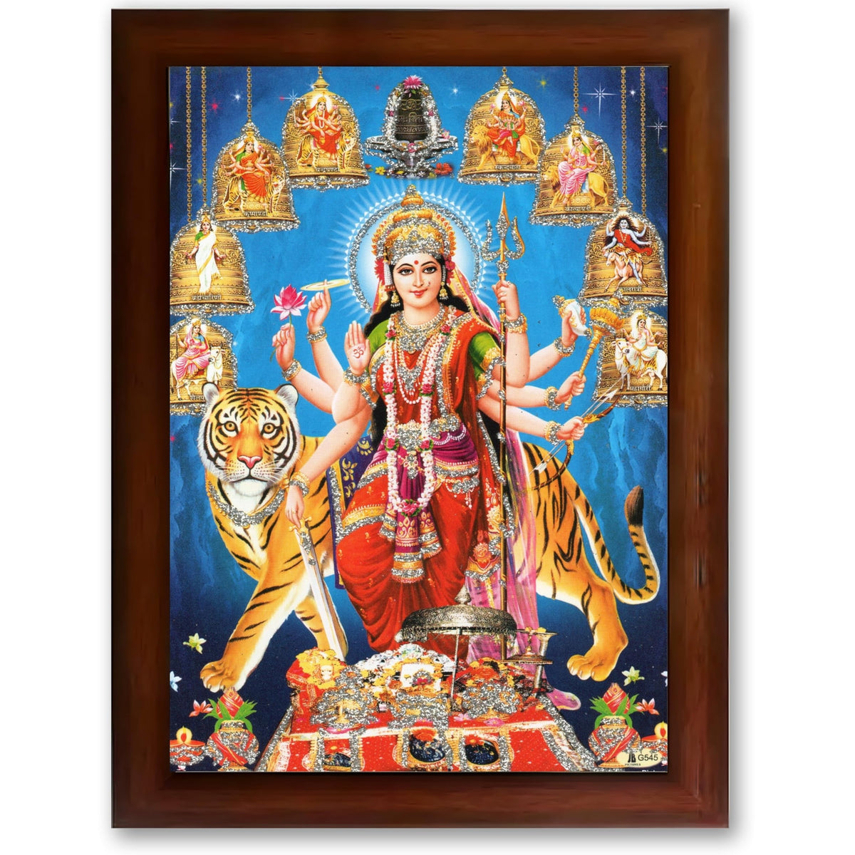 CRAFT QUEST Durga Maa MataJi Goddess Navdurga Durga Wall Painting Framed Home and Pooja Décor Item