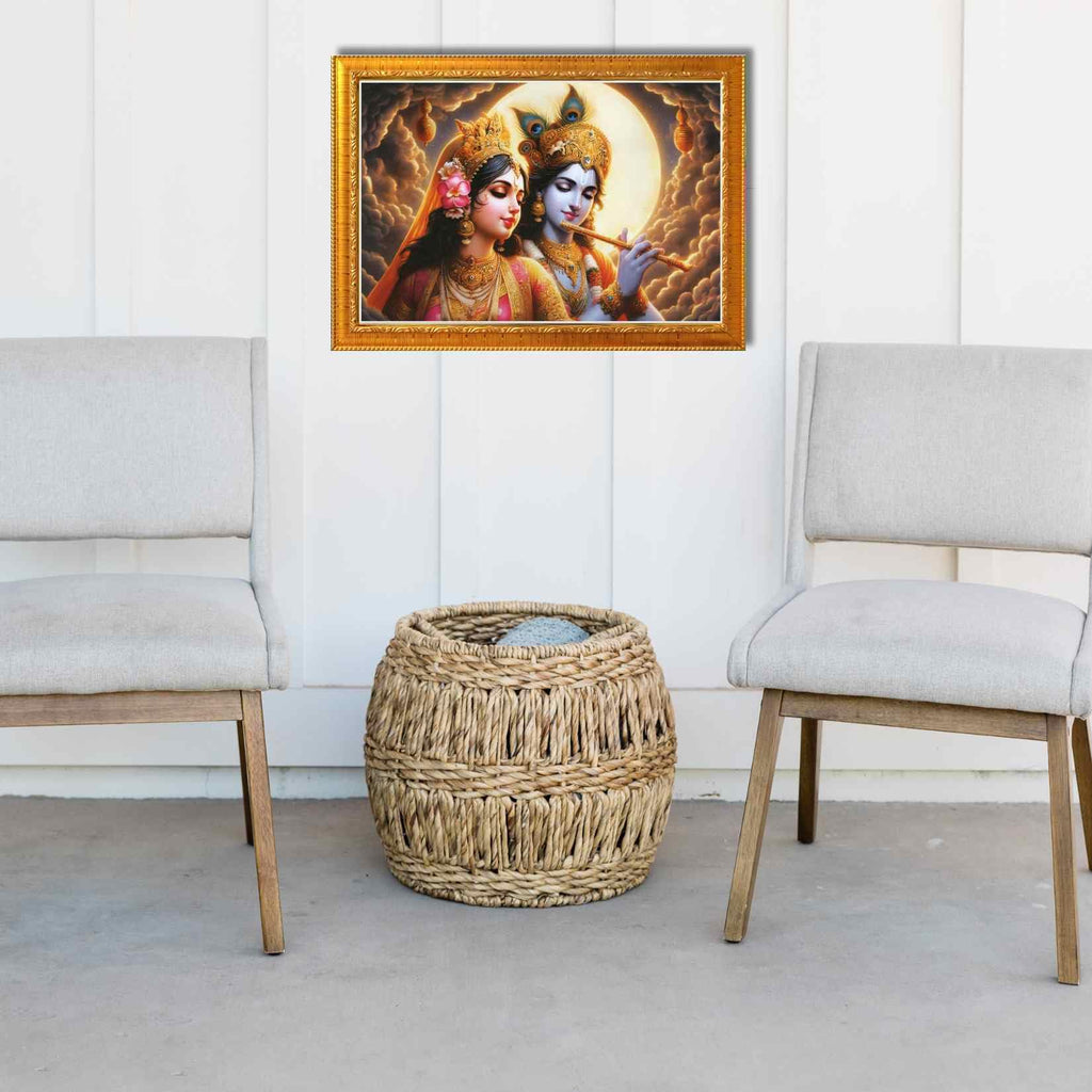 CRAFT QUEST Radha Krishna Art Photo Framed Painting for Home and Bedroom Wall Decoration of Size 14X10 Inches with Frame And Acrylic Glass RK203