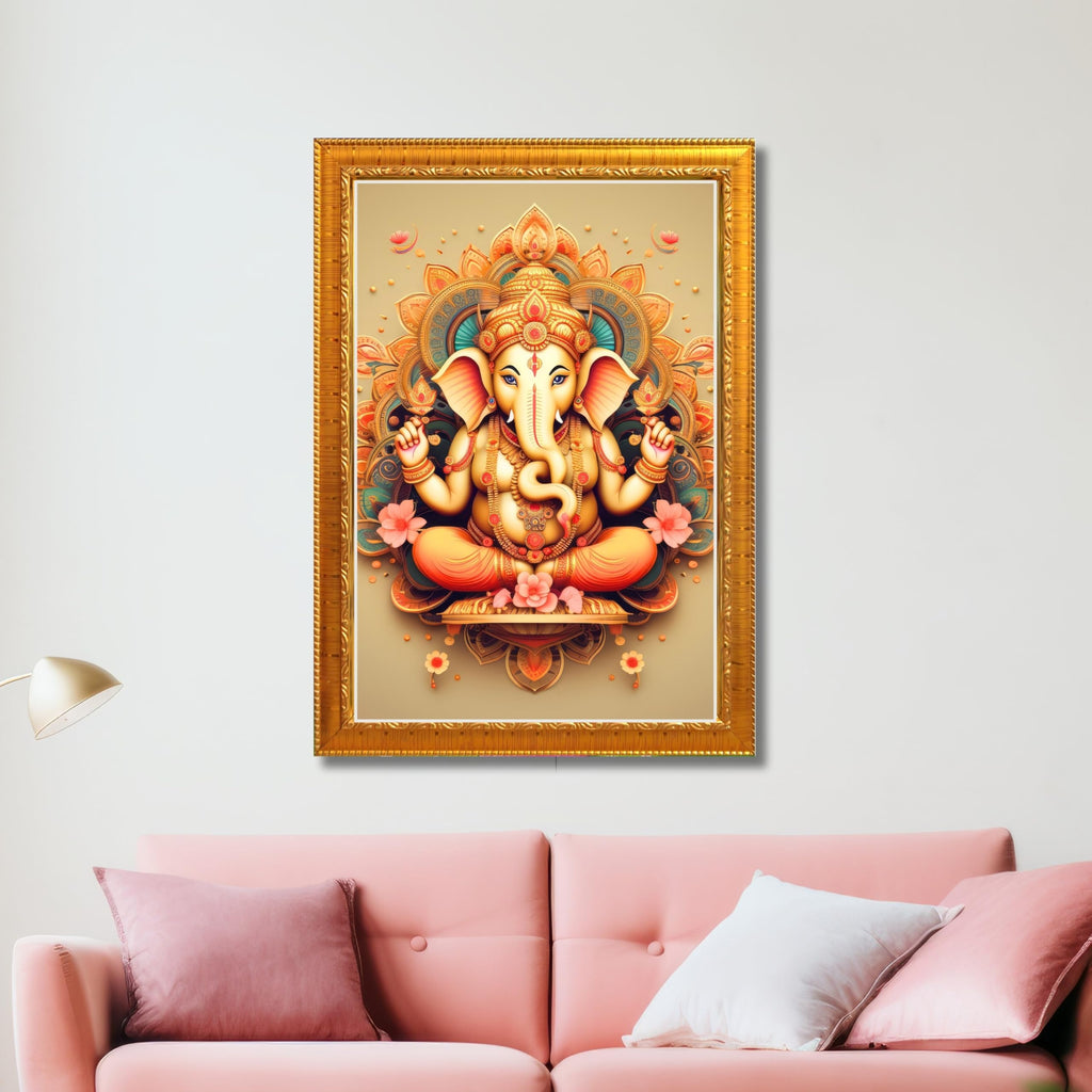 CRAFT QUEST Lord Ganesh ji Wall Hanging Frame for Living Room, Pooja Room Décor GA-216