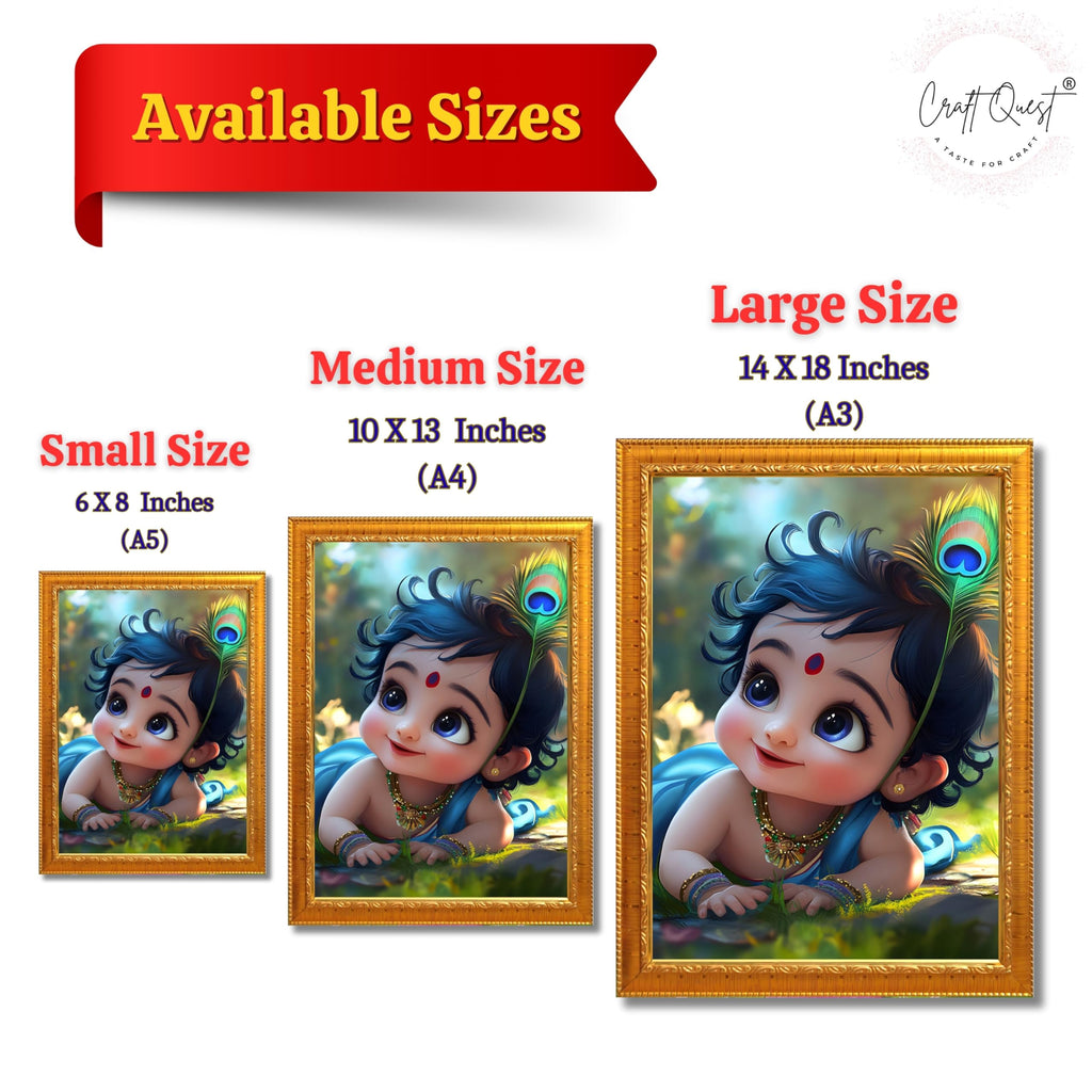 CRAFT QUEST Bal Gopal Painting Kanha Ji Poster | Laddu Lord Makhan Chor | Walls Home Bedroom Living Room Decoration Gift.