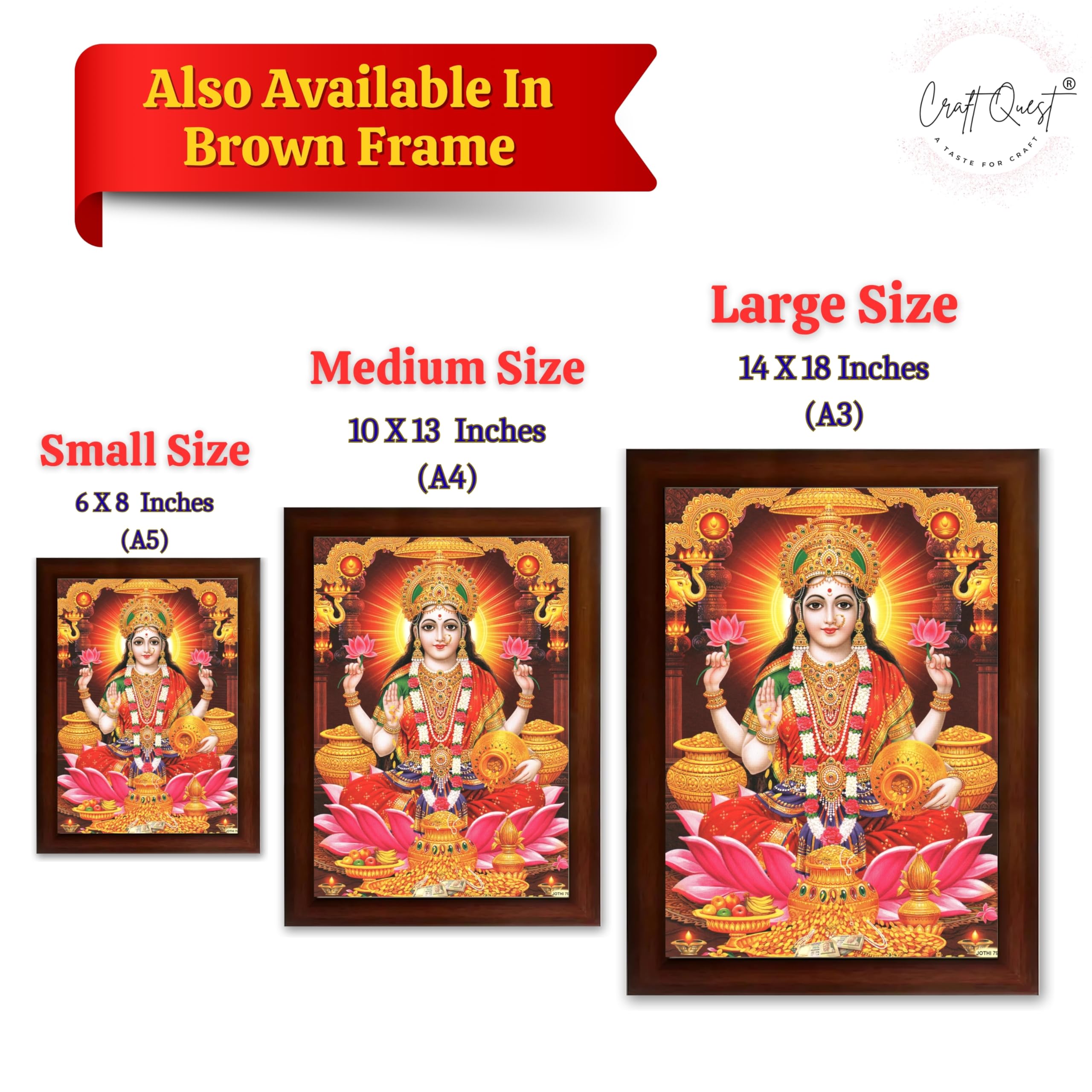 CRAFT QUEST Goddess Lakshmi Devi Dhana Vaibhav Laxmi Maa Wall Painting Frame Home Decor