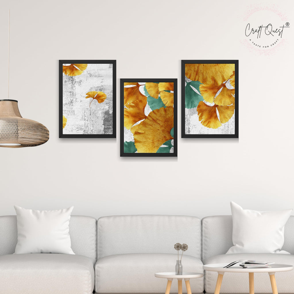 CRAFT QUEST Modern Art Rich Texture Abstract Wall Art | Set of 3 Frames for Home Decoration | Ideal for Living Room, Bedroom & Offices