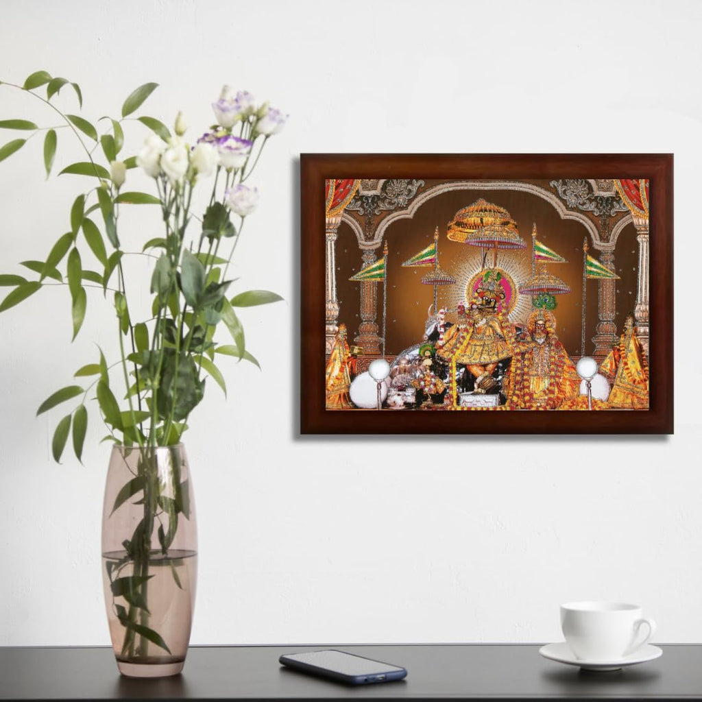 Craft Quest Radha Krishna Sparkle Coated Home Decorative Gift Item Framed Painting (10 X 14 Inches, Brown) RK1013-111