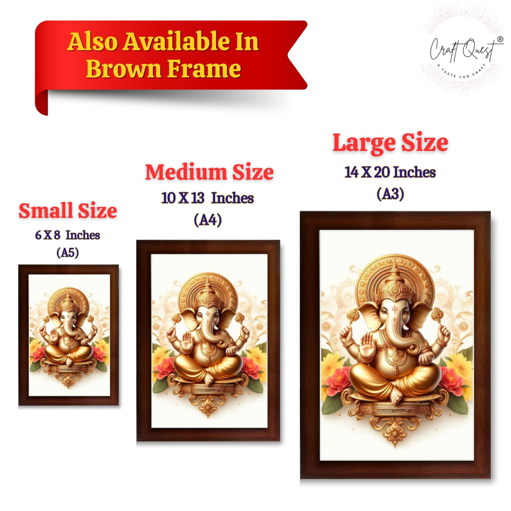 CRAFT QUEST Lord Ganesha Ganpati ji Modern Wall Art Painting With Frame For Pooja, Home and Office Decor,