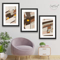 CRAFT QUEST Abstract Handdrawn Black Lines Contemporary Wall Decor | Set of 3 Frames for Home Decoration | Ideal for Living Room, Bedroom & Offices