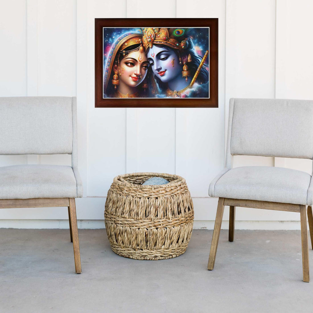 CRAFT QUEST Radha Krishna Art Photo Framed Painting for Home and Bedroom Wall Decoration of Size 14X10 Inches with Frame And Acrylic Glass RK208
