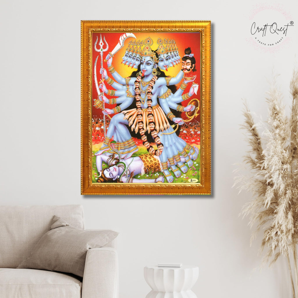 CRAFT QUEST Kali Mata Mahakali Shiv Shiva Wall Painting Framed Home Decor