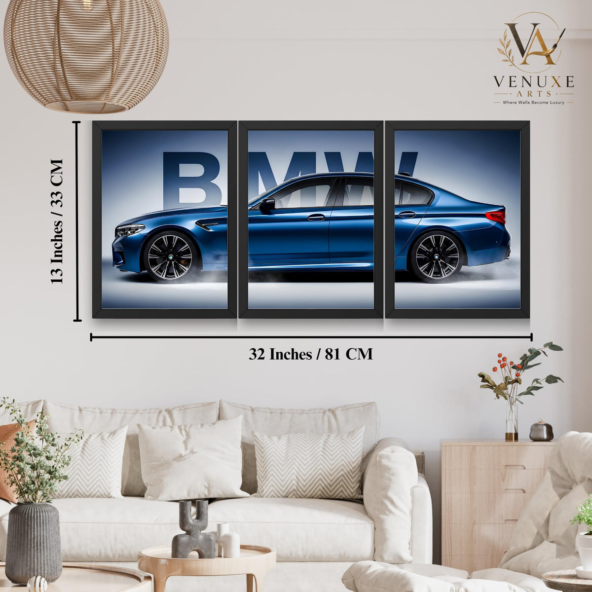 VENUXE ARTS Set Of 3 Big Sports Cars Framed Posters Gift Items for Boys Room Wall Decoration Bedroom, Living Room, Office, Studio Décor | Car Poster Frame for Wall Décor