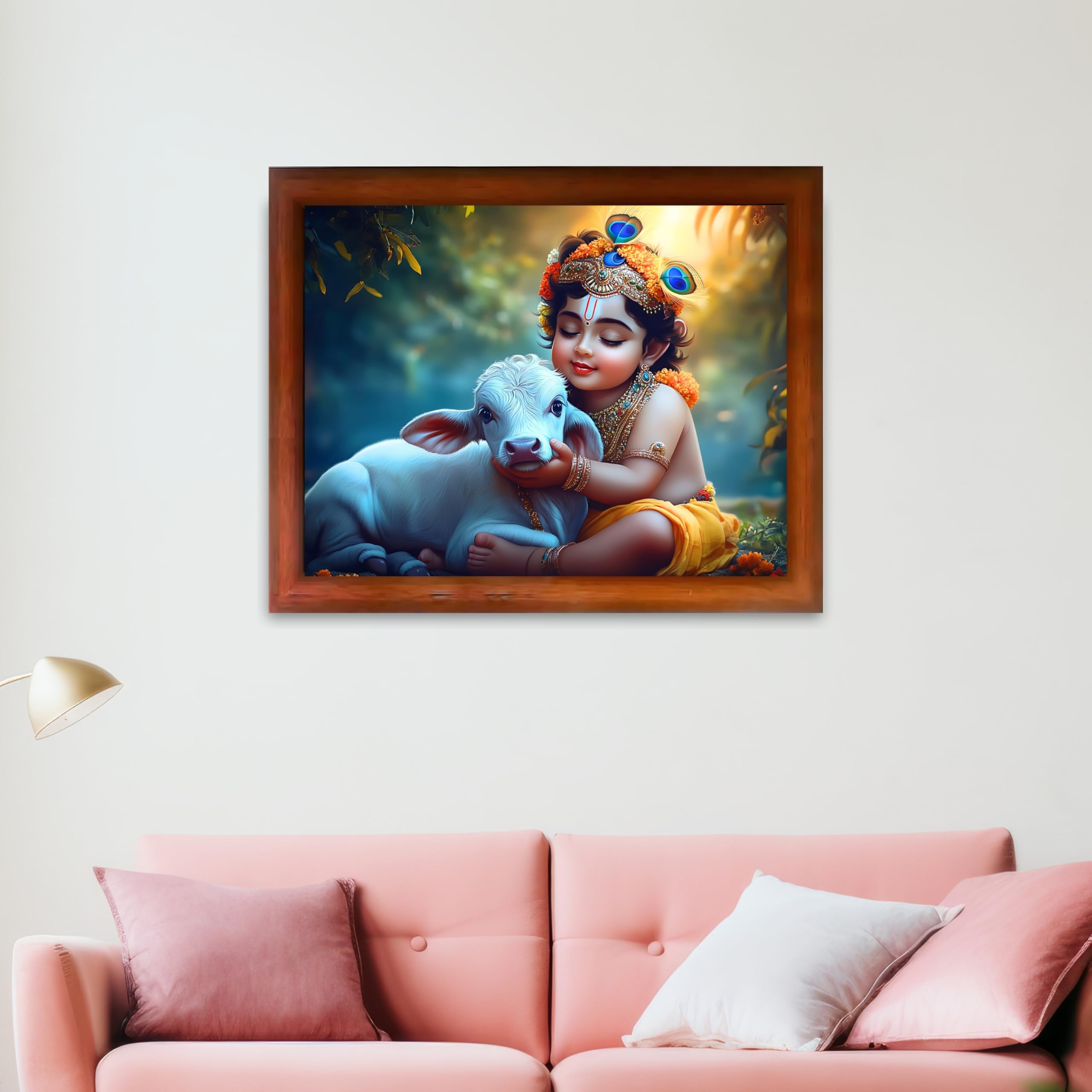 CRAFT QUEST Little Krishna Bal Gopal Wall Photo Frame | Hindu God Kanha Devotional Home Decor | Gift Item