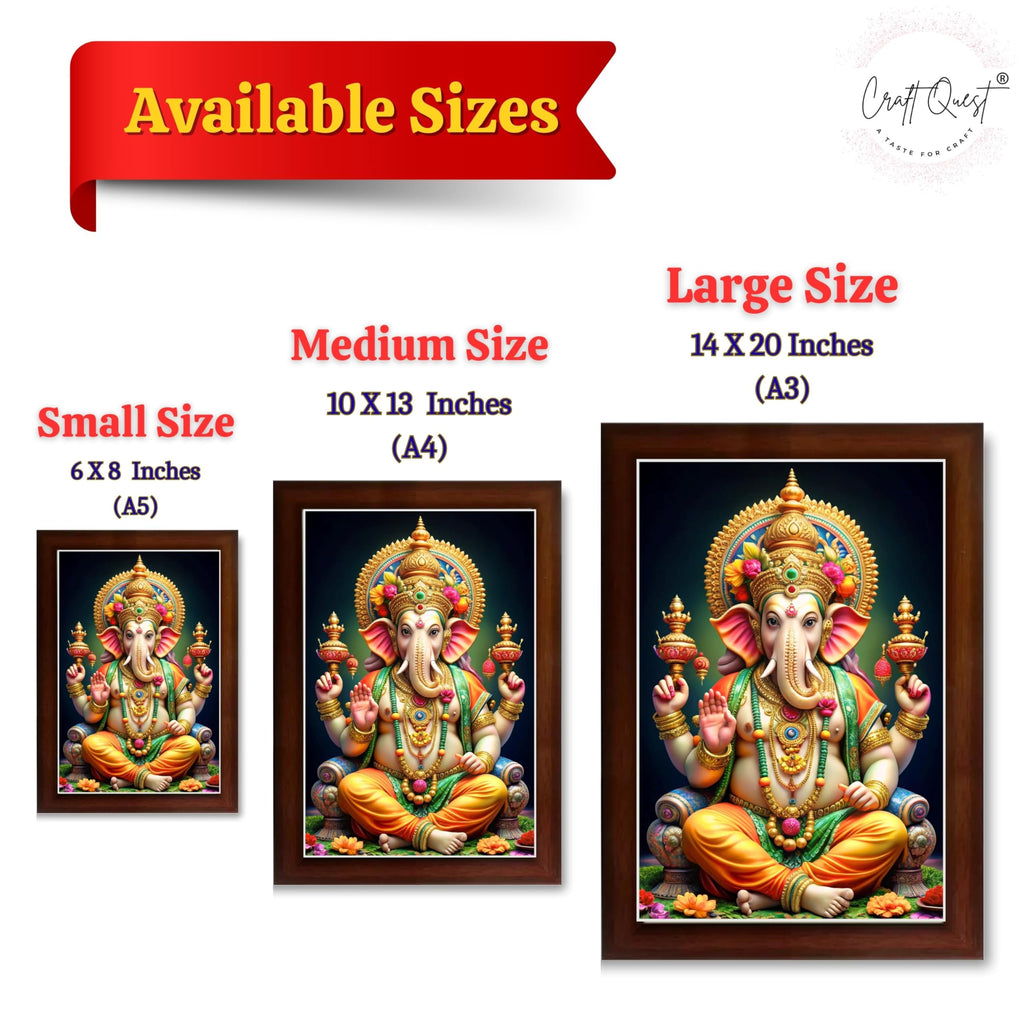 CRAFT QUEST God Ganesh Ganpati ji Ganesha Art Framed Painting Ready to Hang and Wall Decor