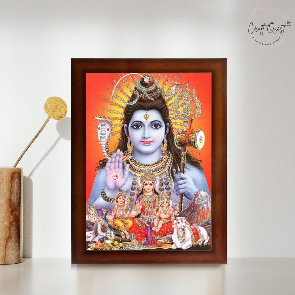 CRAFT QUEST God Shiv Ji Shiva Wall Painting | Premium Framed Hindu God Wall Art | Spiritual Mahadev Poster for Living Room, Bedroom, Office, Meditation, Pooja & Temple Décor Item |