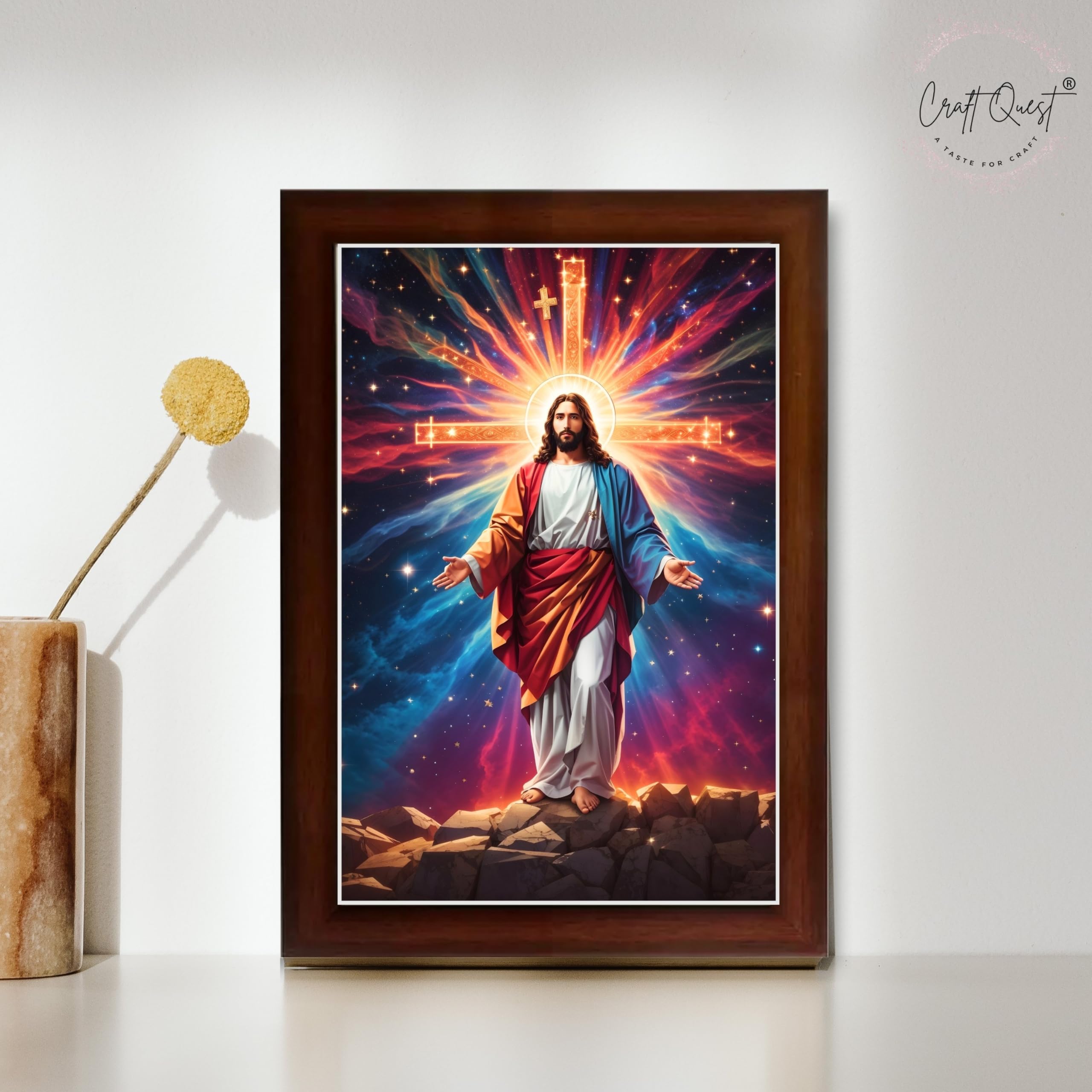 CRAFT QUEST Jesus Christ Photo Frame Jesus Wall Painting Spiritual Christian Wall Décor Item for Room and Prayer