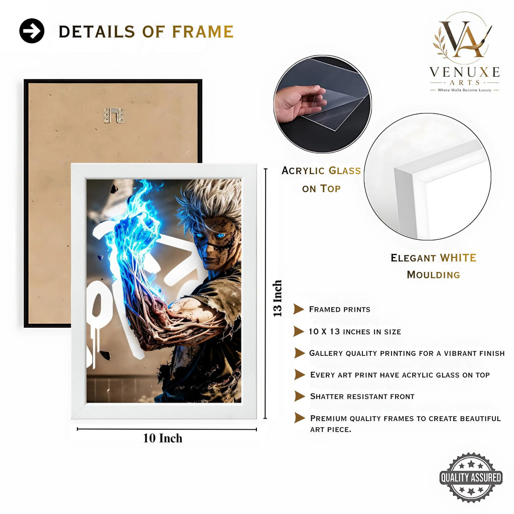 VENUXE ARTS Set Of 3 Anime Characters Wall Framed |Anime Characters Framed Poster for Living Room Bedroom Gaming Room Studio Wall Decor