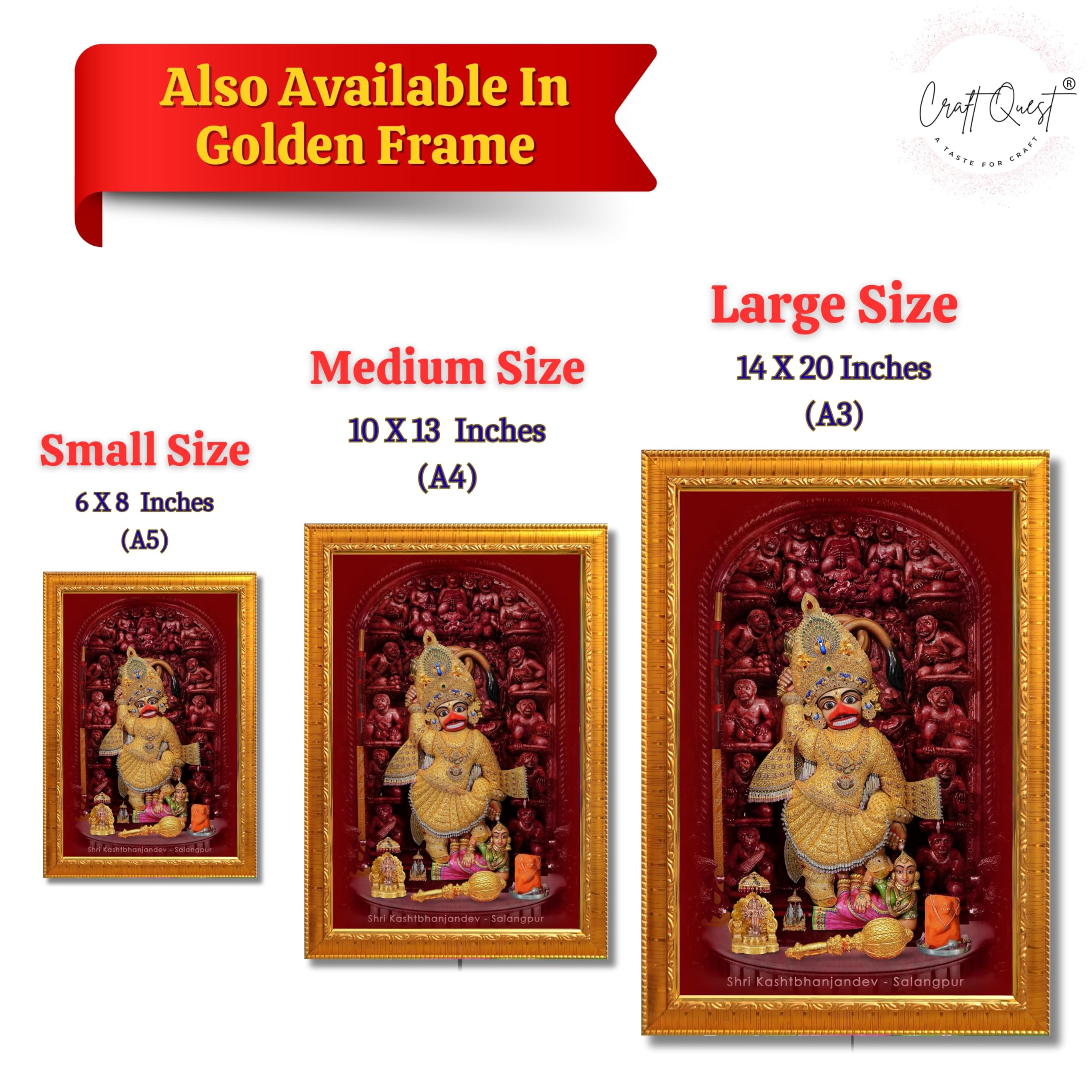 CRAFT QUEST Shree Kashtabhanjan Dev Hanumanji Salangpur Religious Photo Frame Synthetic, Wall hangings
