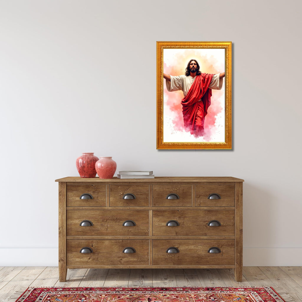 CRAFT QUEST Jesus Christ Photo with Frame, Photo Frame, Jesus Painting, Christian Wall Frames
