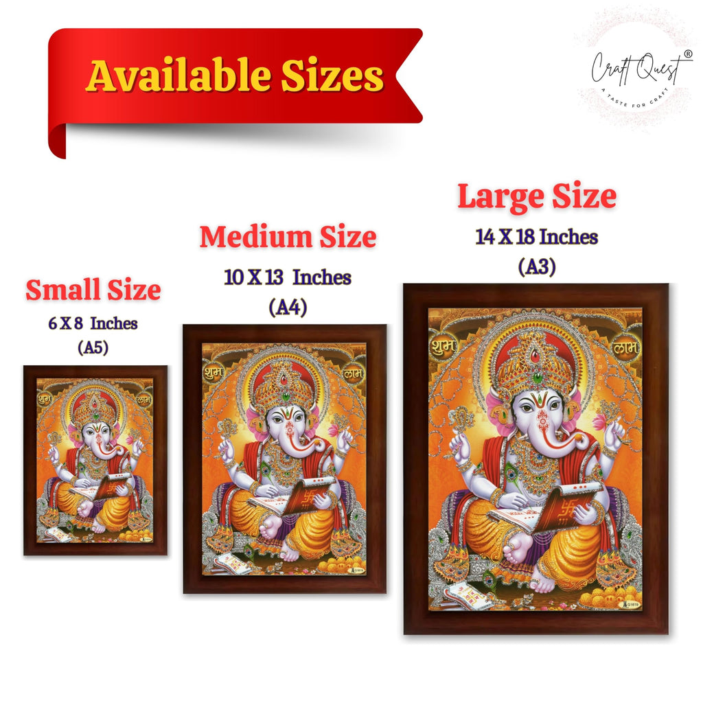 CRAFT QUEST Lord Ganpati Ganesha Modern Wall Art Painting With Frame, Home and Office Decor Item