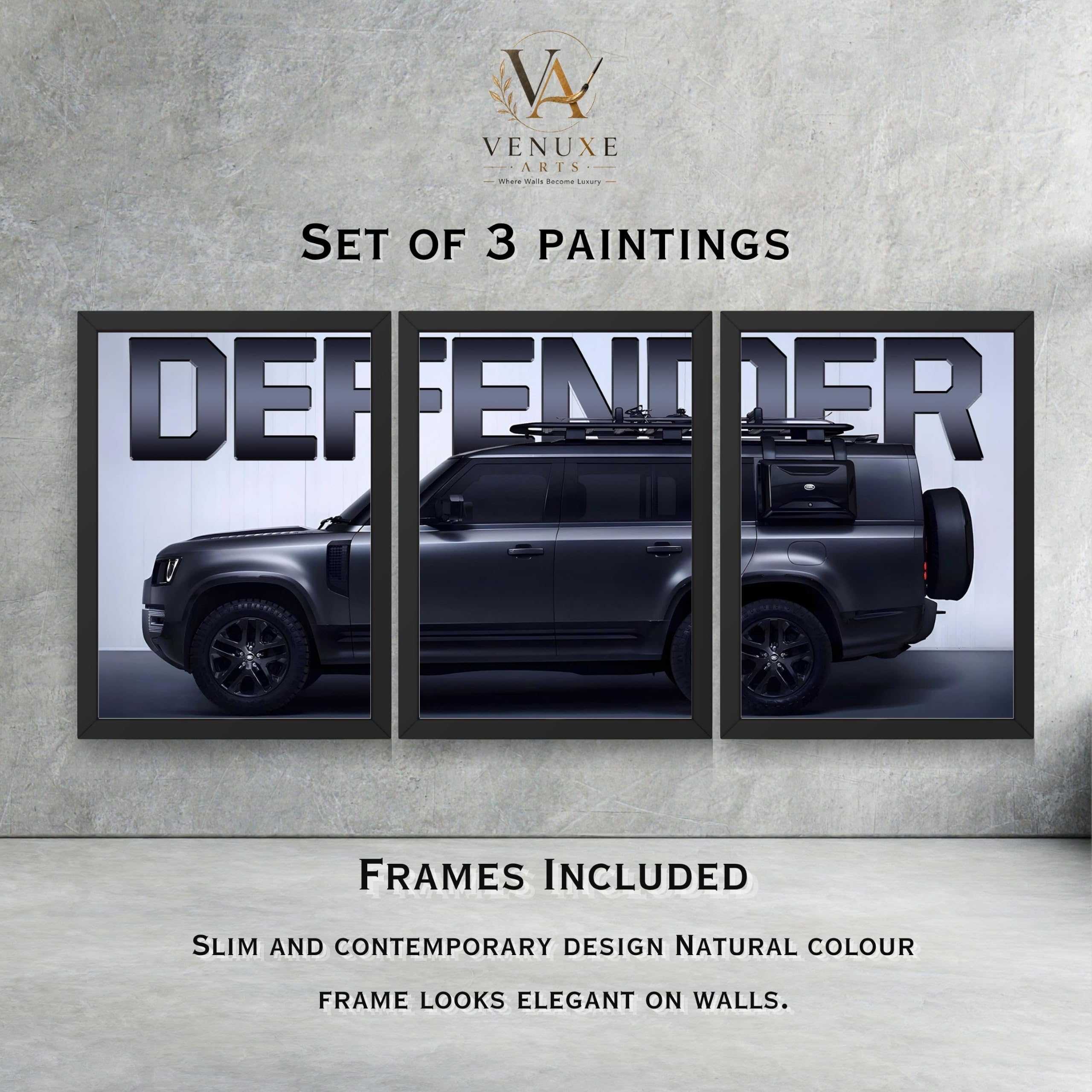VENUXE ARTS Set Of 3 Big Sports Cars Framed Posters Gift Items for Boys Room Wall Decoration Bedroom Living Room Office Studio Décor | Car Poster Frame for Wall Décor