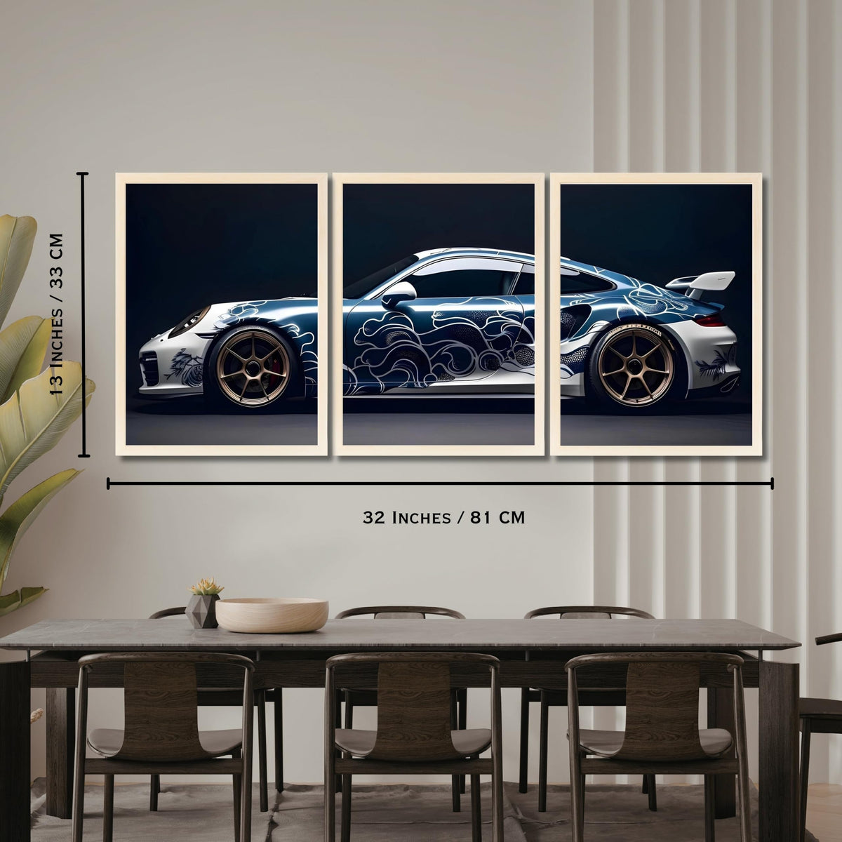 VENUXE ARTS Set Of 3 Big Sports Cars Framed Posters Gift Items for Boys Room Wall Decoration Bedroom Living Room Office Studio Décor | Car Poster Frame for Wall Décor