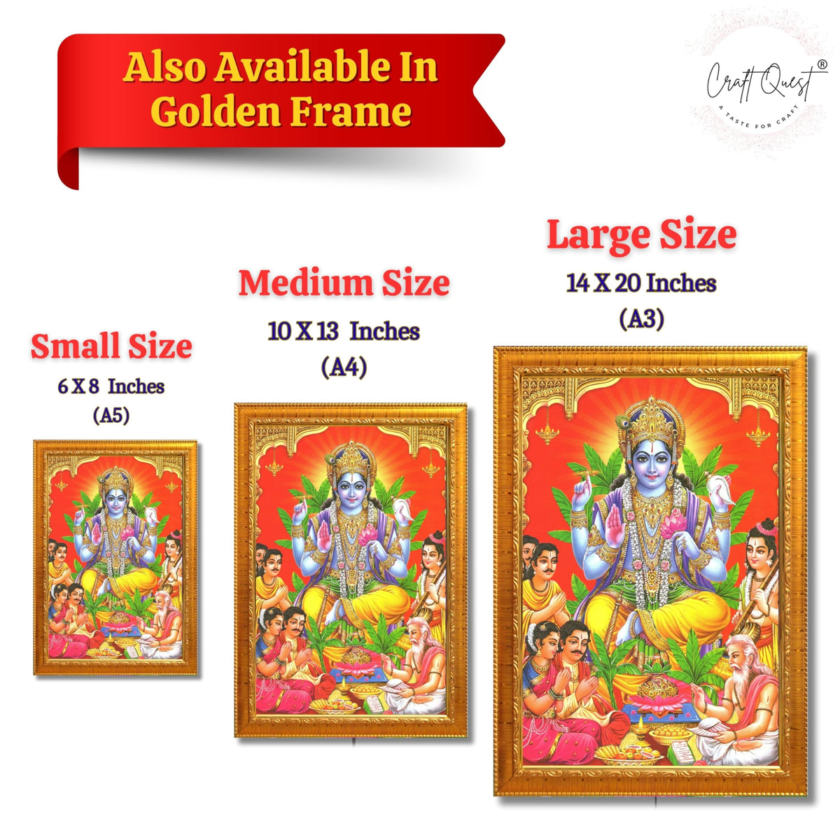 CRAFT QUEST Lord Satyanarayana Swami| Bhagwan Satyanarayan Wall Painting Religious Wood Photo Frame with Acrylic glass