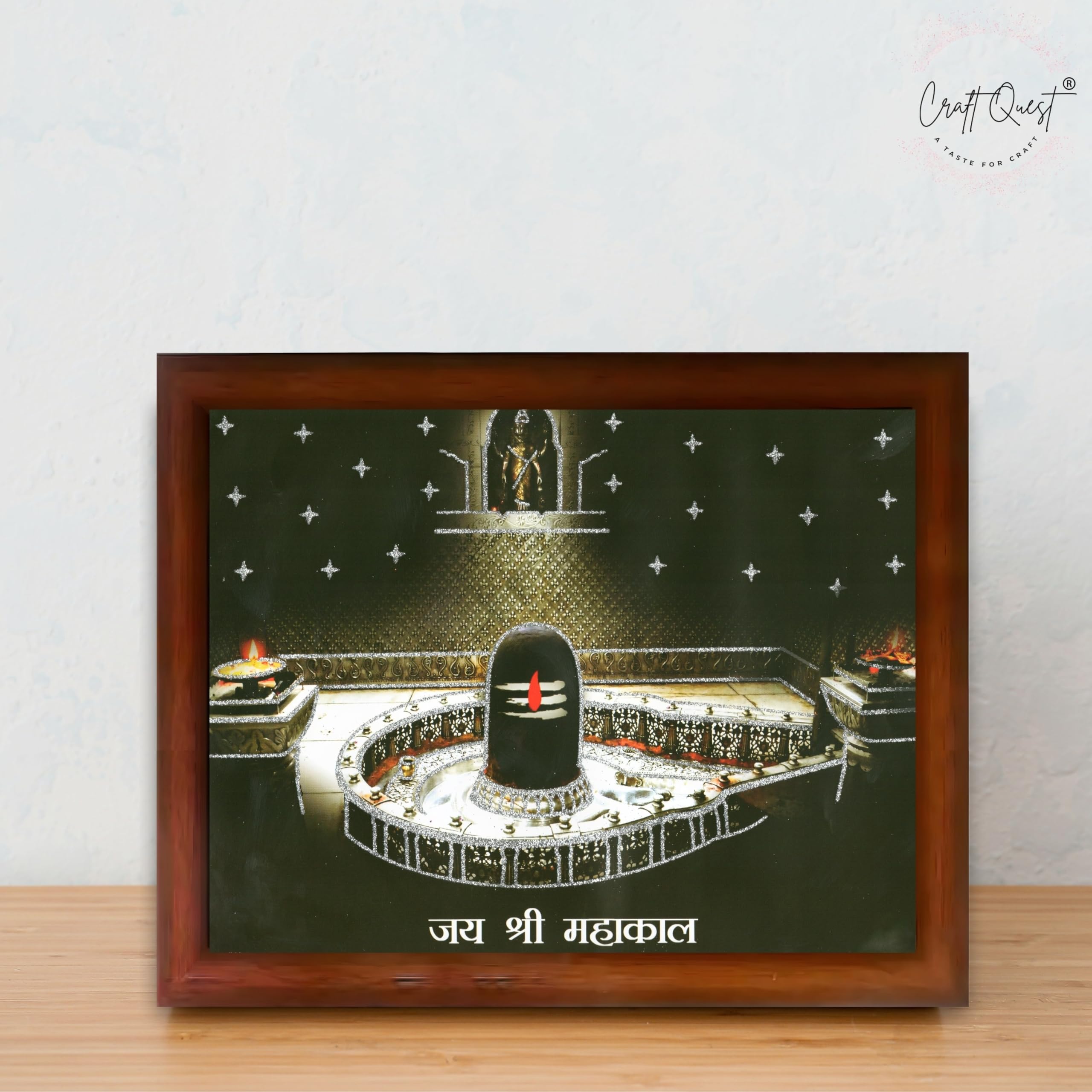 CRAFT QUEST Mahakal Jyotirling Photo With Frame Ujjain Mahakaleshwar Bholenath Photo Frame, Religious Photo Frame