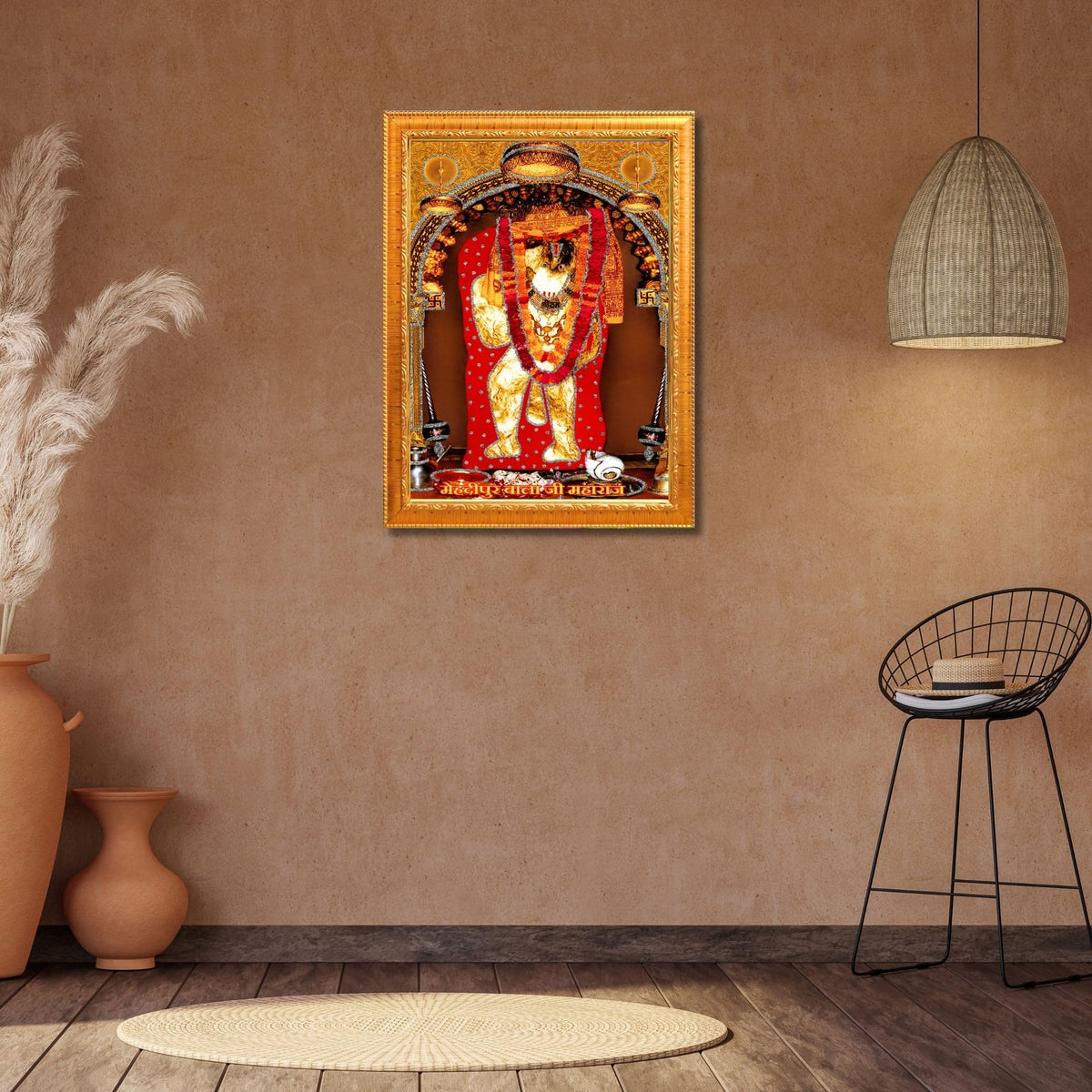 CRAFT QUEST Mehndipur balaji Hanuman | Bajrangbali Religious Photo with frame for Home Decorative Item