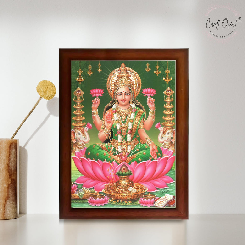 CRAFT QUEST Goddess Lakshmi Devi Dhana Vaibhav Laxmi Maa Wall Painting Frame Home Decor