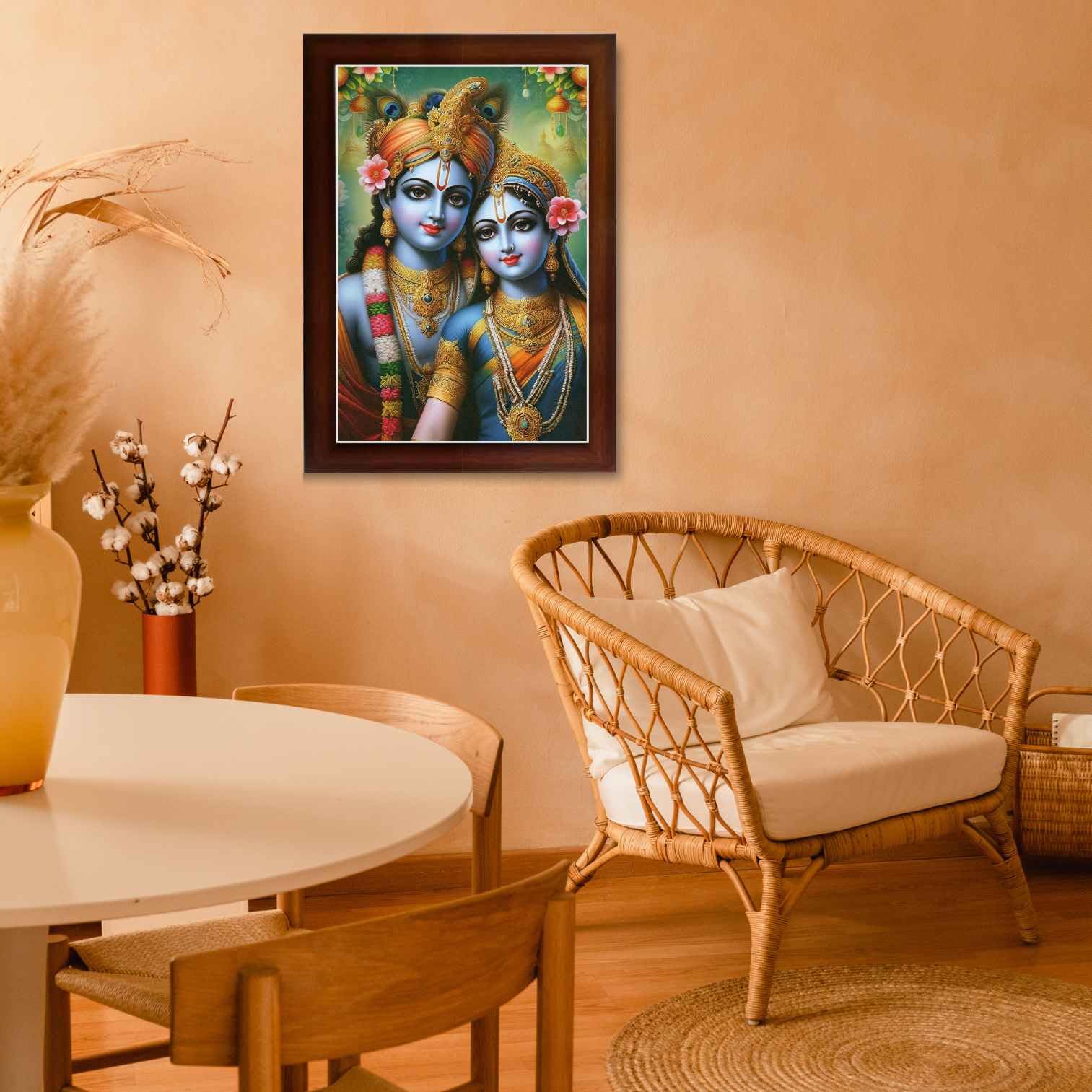 CRAFT QUEST Radha Krishna Art Photo Framed Painting for Home and Bedroom Wall Decoration of Size 14X10 Inches with Frame And Acrylic Glass RK214