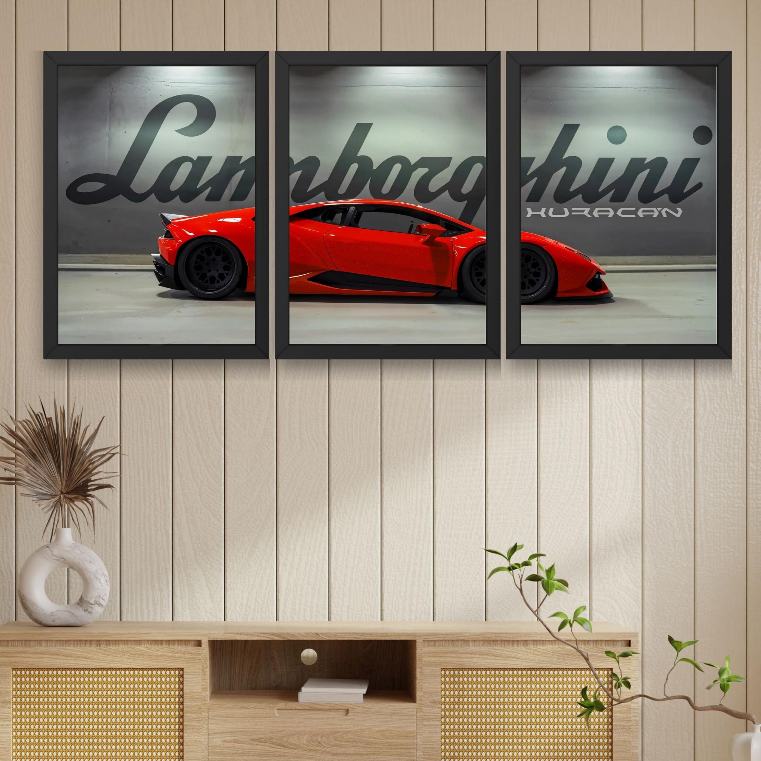 VENUXE ARTS Set Of 3 Big Sports Cars Framed Posters Gift Items for Boys Room Wall Decoration Bedroom Living Room Office Studio Décor | Car Poster Frame for Wall Décor