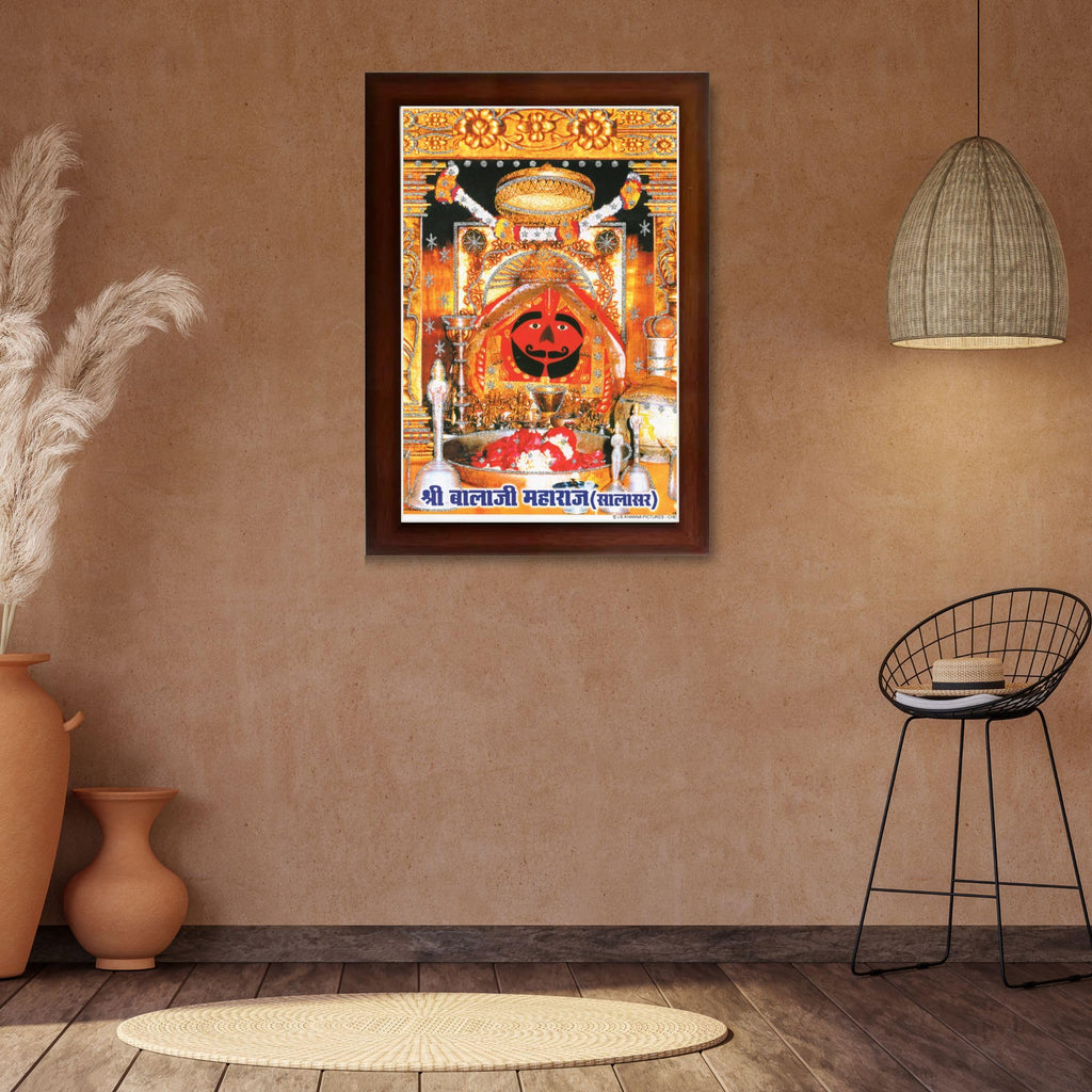 CRAFT QUEST Salasar balaji Hanuman | Bajrangbali Religious Photo with frame for Home Decorative Item Synthetic Wood