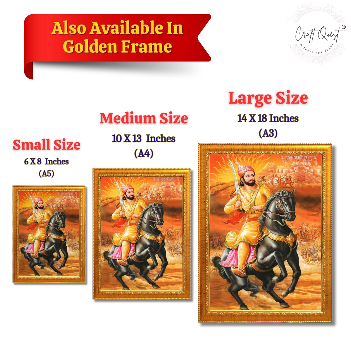 CRAFT QUEST Chattrapati Shivaji Maharaj Wall Photo Frame With Acrylic Sheet | For Living, Pooja Room | Home Decoration Item | Best Gifting Option