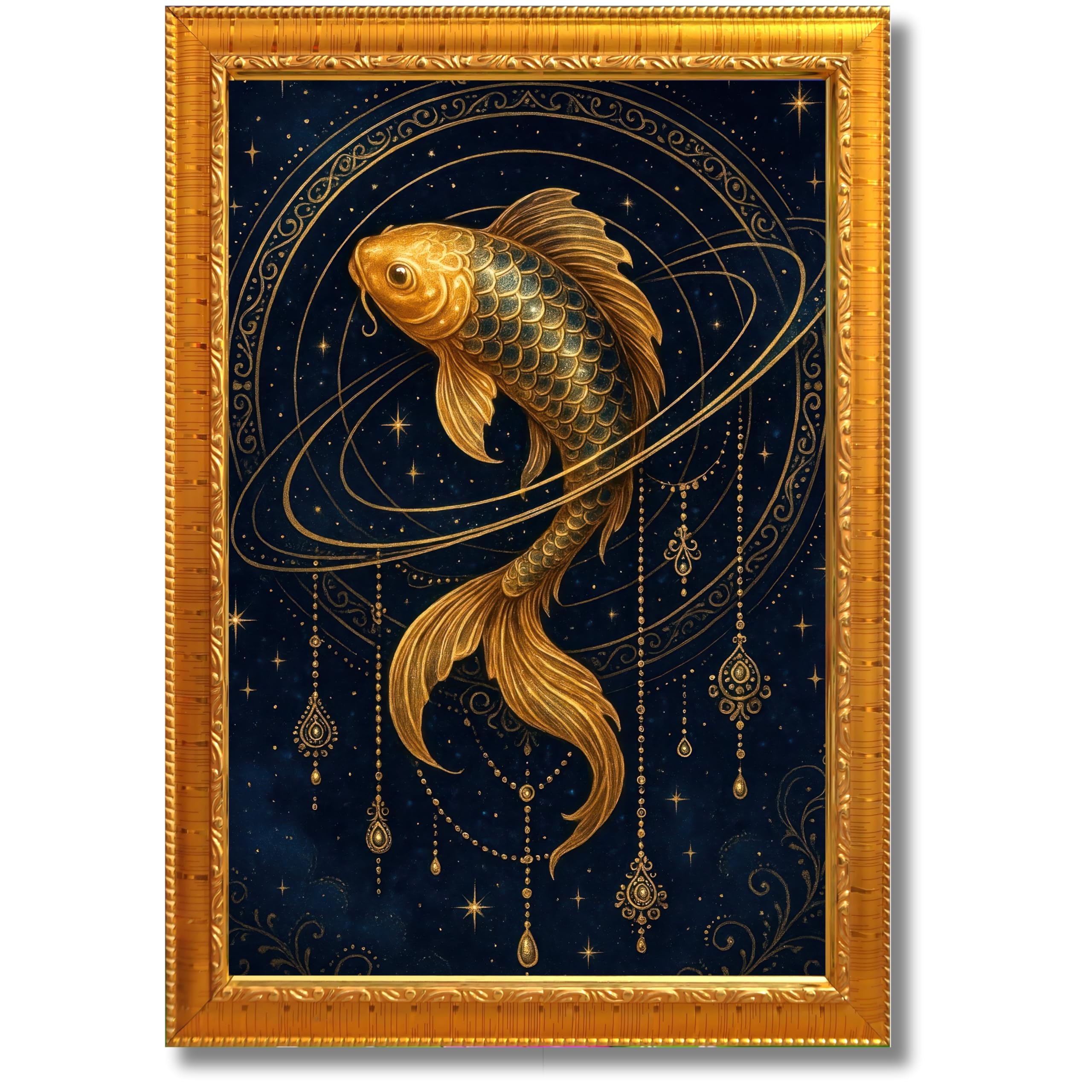 CRAFT QUEST Vastu Fishes Painting With Floating Frame Home Office Wall Decor | Paintings for Home Decoration, Living room, Bedroom and Office Décor