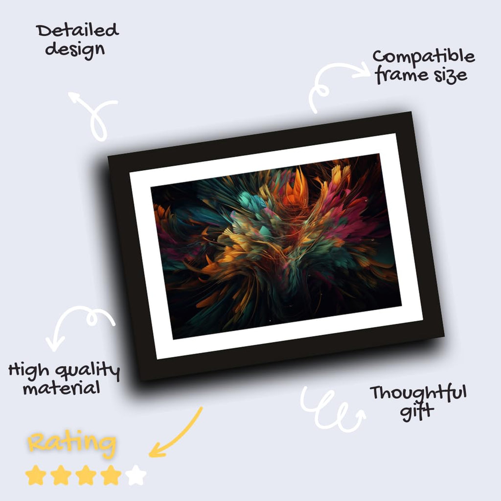 CRAFT QUEST Abstract Digital Contemporary Expression Modern Art Painting Poster Frame for Home & Office Wall Decoration (Black, 14x10 Inch, Tropical Reverie)