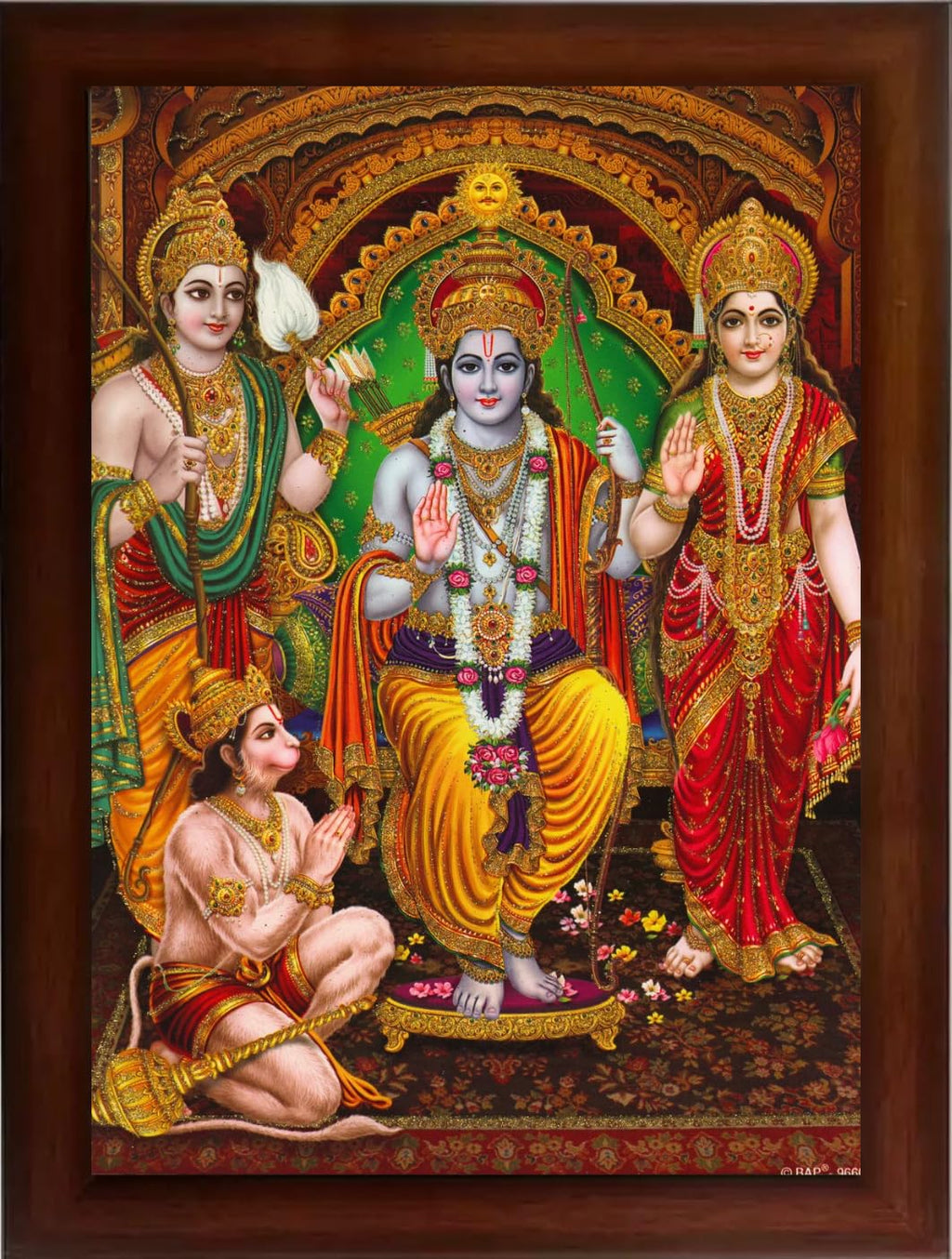 Craft Quest Ram Darbar Sparkle Coated Framed Home Decorative Gift Item Painting (14 X 10 Inches, Multicolour,Religious)