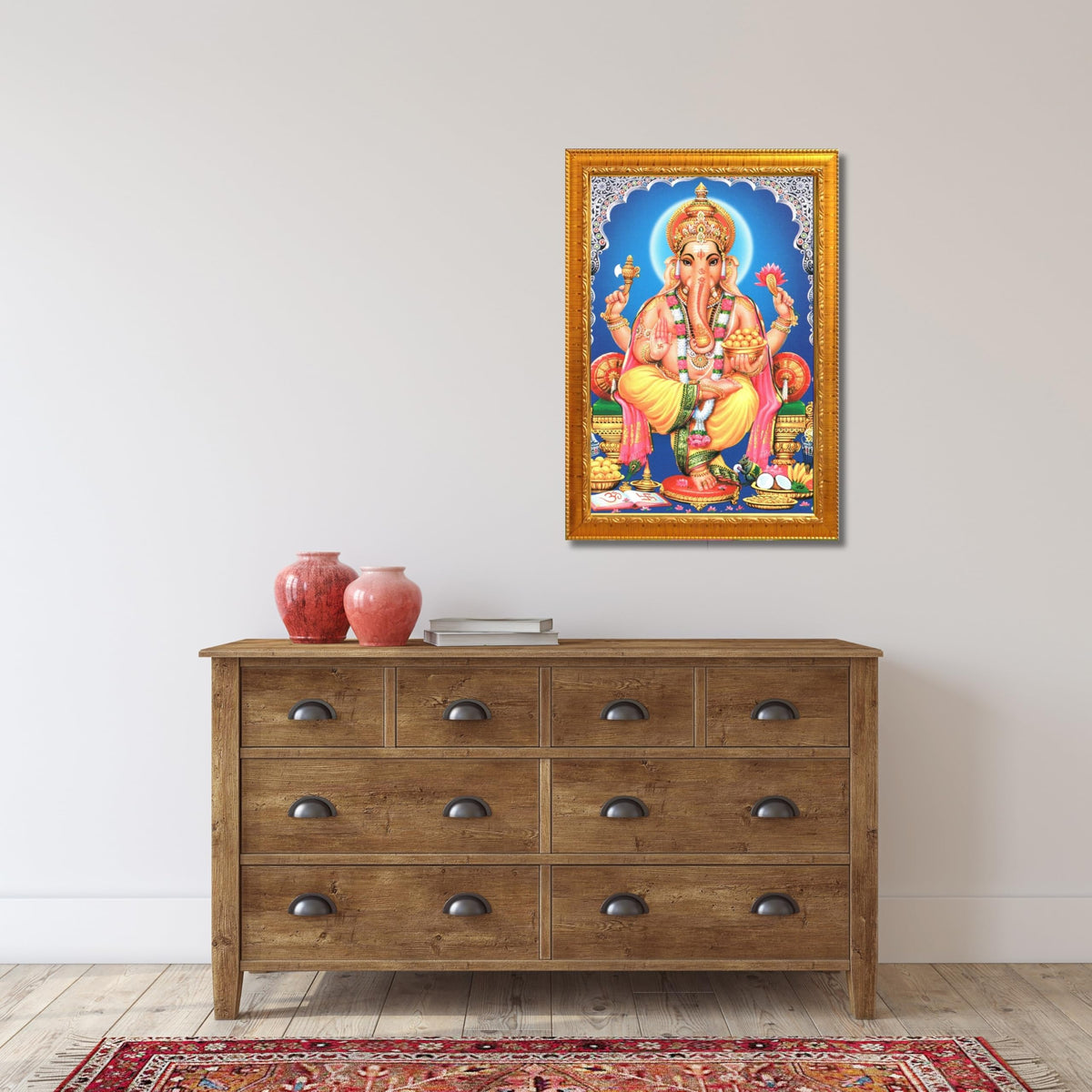 CRAFT QUEST Lord Ganpati Wall Hanging Frame for Living Room, Bedroom, Office & Pooja Room Décor GA-211