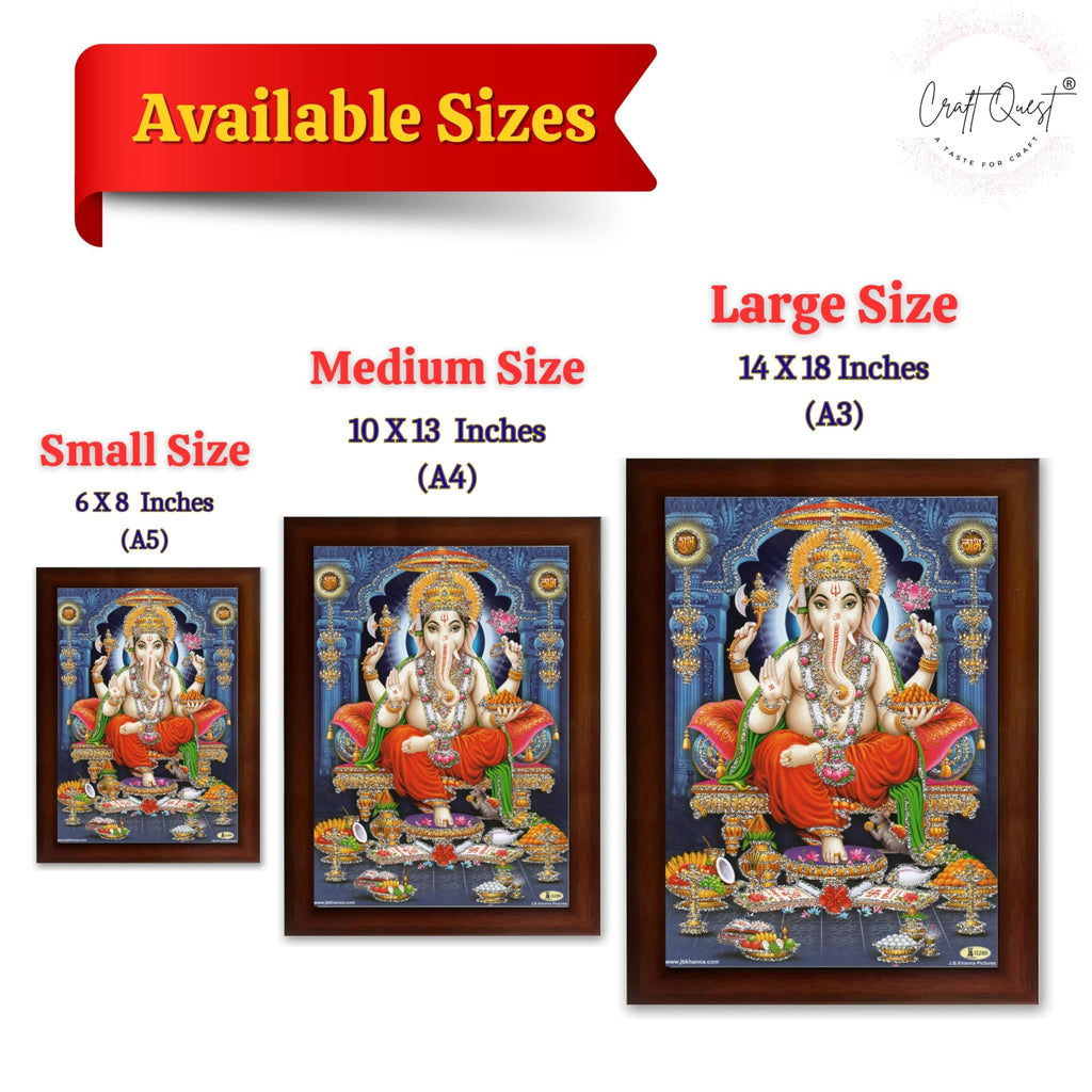 CRAFT QUEST God Ganpati Ganesha Modern Wall Art Painting With Frame For Pooja, Home and Office Decor Item