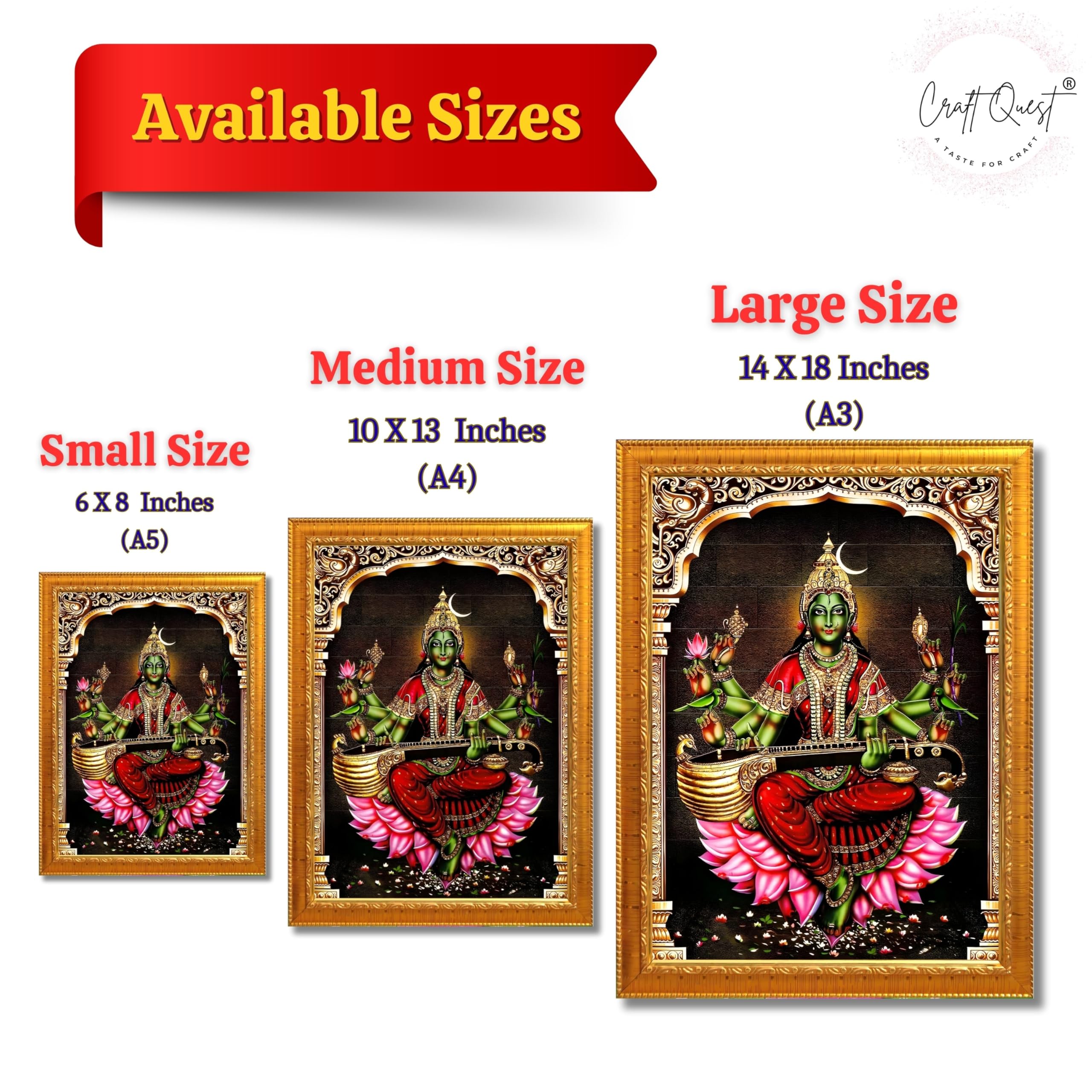 CRAFT QUEST Syamala Devi Shyamala Matangi Wall Painting Framed | South God Picture Frame for Home, Office, Temple & Gifting, Decor