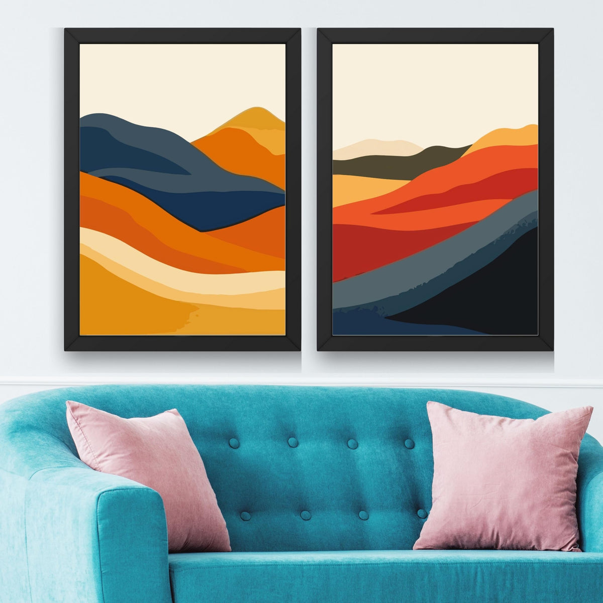CRAFT QUEST Set of 2 piece Wall Art poster Frame Painting for Wall Decoration With Acrylic Glass, living room, Home Office, Restraunt