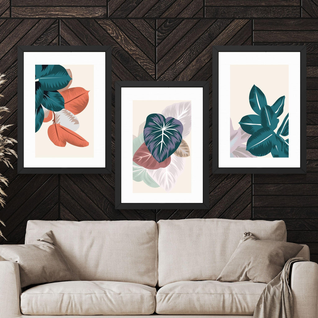 CRAFT QUEST Wall Art Decor Paintings | Set of 3 FLORAL Wall Art Frames for Home Decoration | Ideal for Living Room, Bedroom & Offices