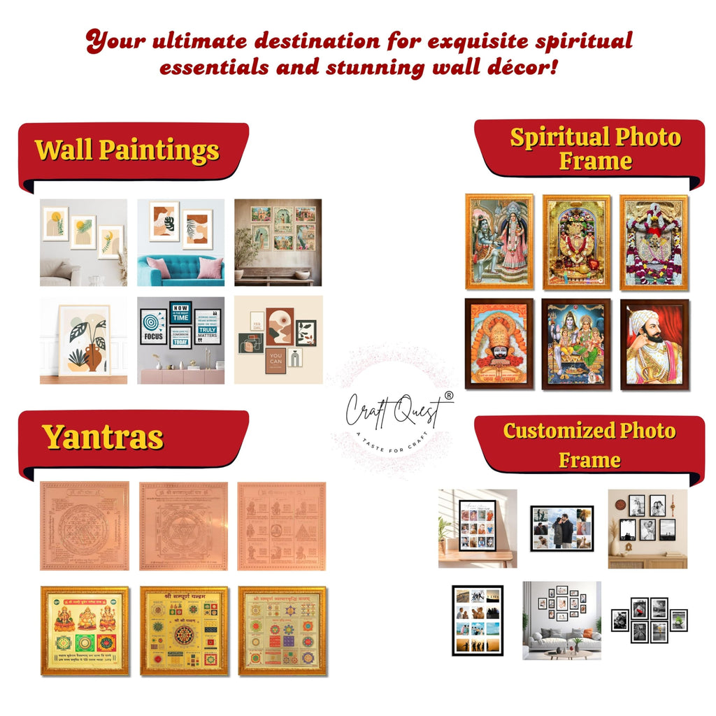 CRAFT QUEST Lord Ganpati Modern Wall Art Painting With Frame For Pooja, Home and Office Decor