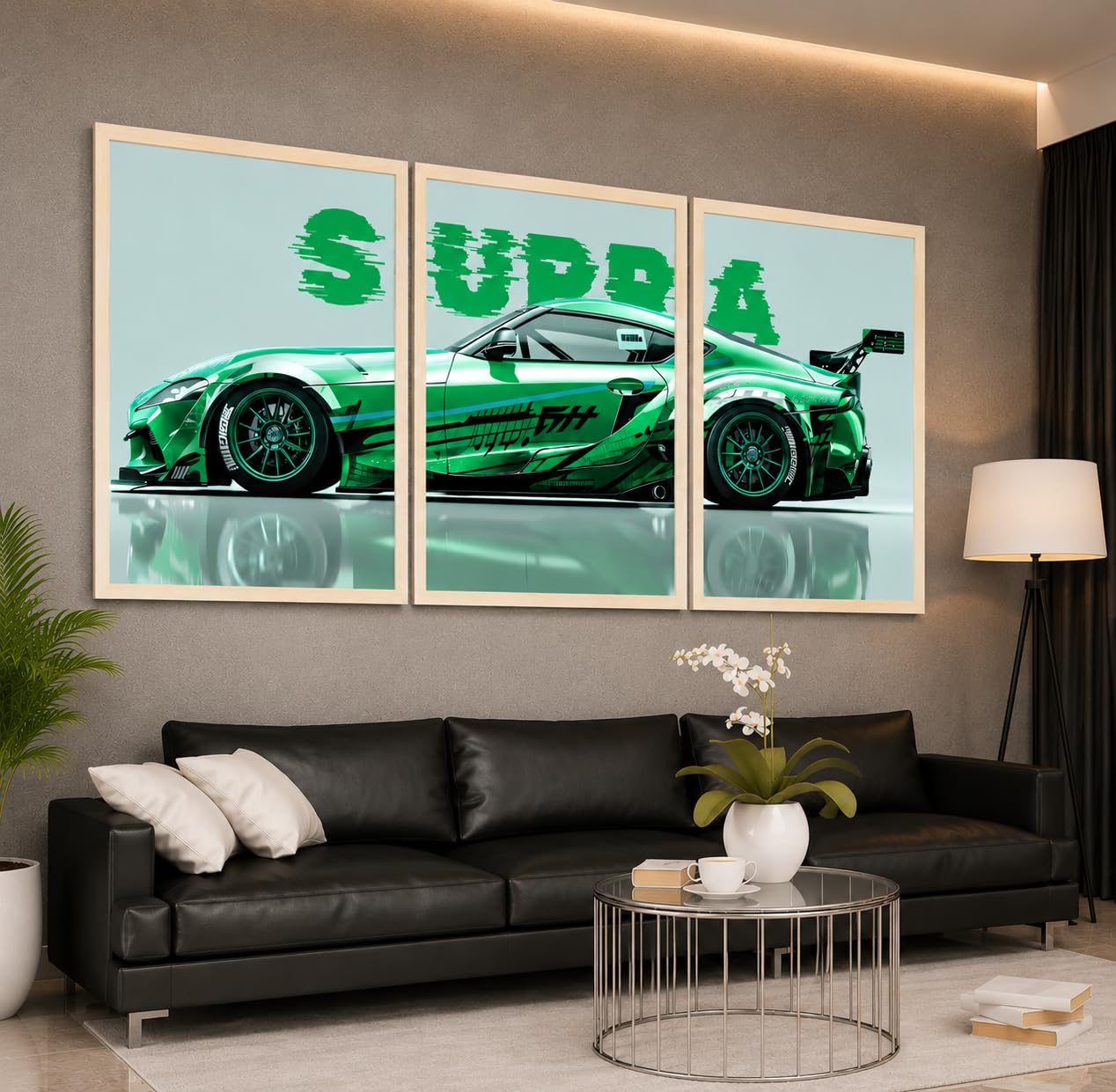 VENUXE ARTS Set Of 3 Big Sports Cars Framed Posters Gift Items for Boys Room Wall Decoration Bedroom Living Room Office Studio Décor | Car Poster Frame for Wall Décor