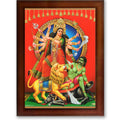 CRAFT QUEST Durga mata Mahishasura Mardini | Mahisasur Mardhini Durga Wall Painting Framed, Religious Photo Frame With Acrylic Glass