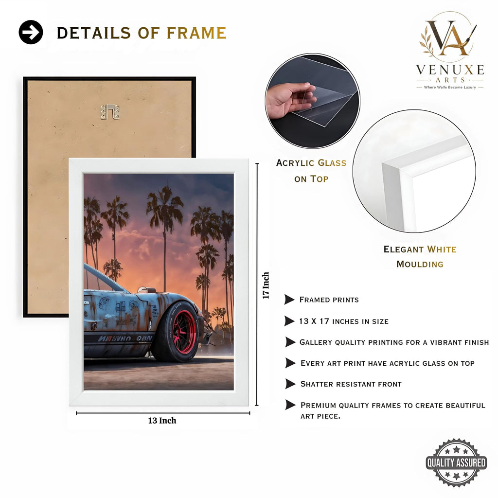 VENUXE ARTS Set Of 3 Big Sports Cars Framed Posters Gift Items for Boys Room Wall Decoration Bedroom Living Room Office Studio Décor | Car Poster Frame for Wall Décor