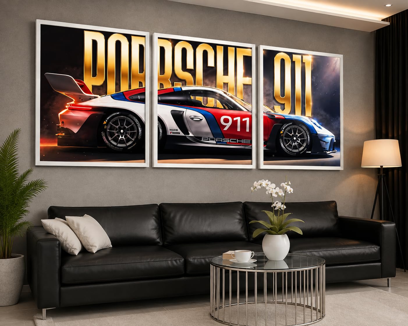VENUXE ARTS Set Of 3 Big Sports Cars Framed Posters Gift Items for Boys Room Wall Decoration Bedroom Living Room Office Studio Décor | Car Poster Frame for Wall Décor