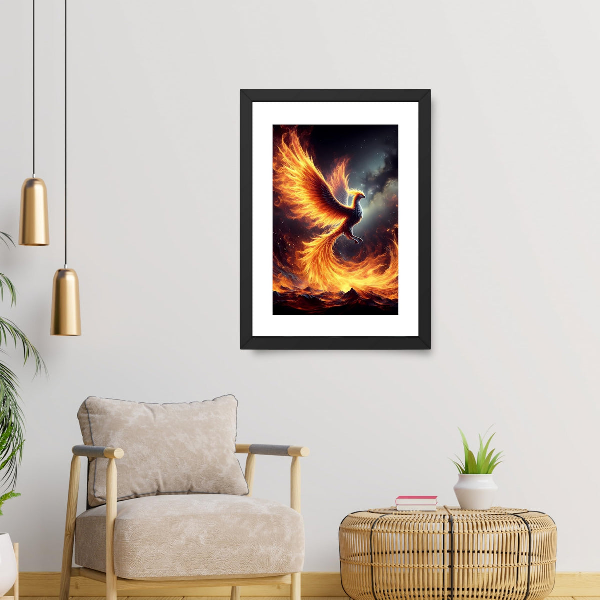 CRAFT QUEST Phoenix Bird Painting – Rising Phoenix Vastu Wall Art – Wall Decoration – Positive Energy Painting for Success, Growth & Spiritual Inspiration
