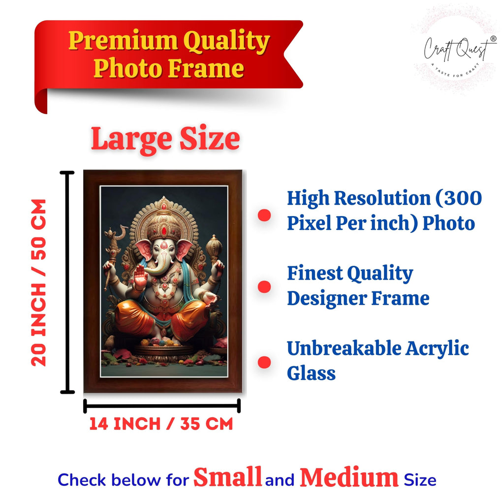 CRAFT QUEST Lord Ganesha Modern Wall Art Painting With Frame For Pooja, Home and Office Decor,