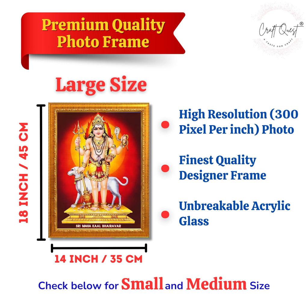 CRAFT QUEST Bhairava Kaal Bhairav Baba Bairava Photo Frame | Hindu God Spiritual Framed | Ideal for Home, Office, Temple & Puja Room, Wall Decor